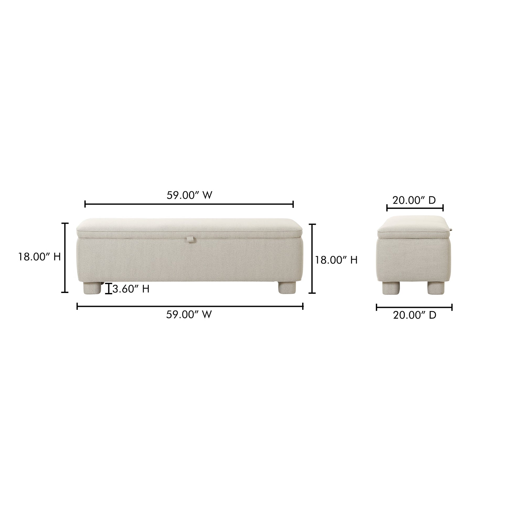 Ichigo Light Grey Storage Bench - Ornate Home