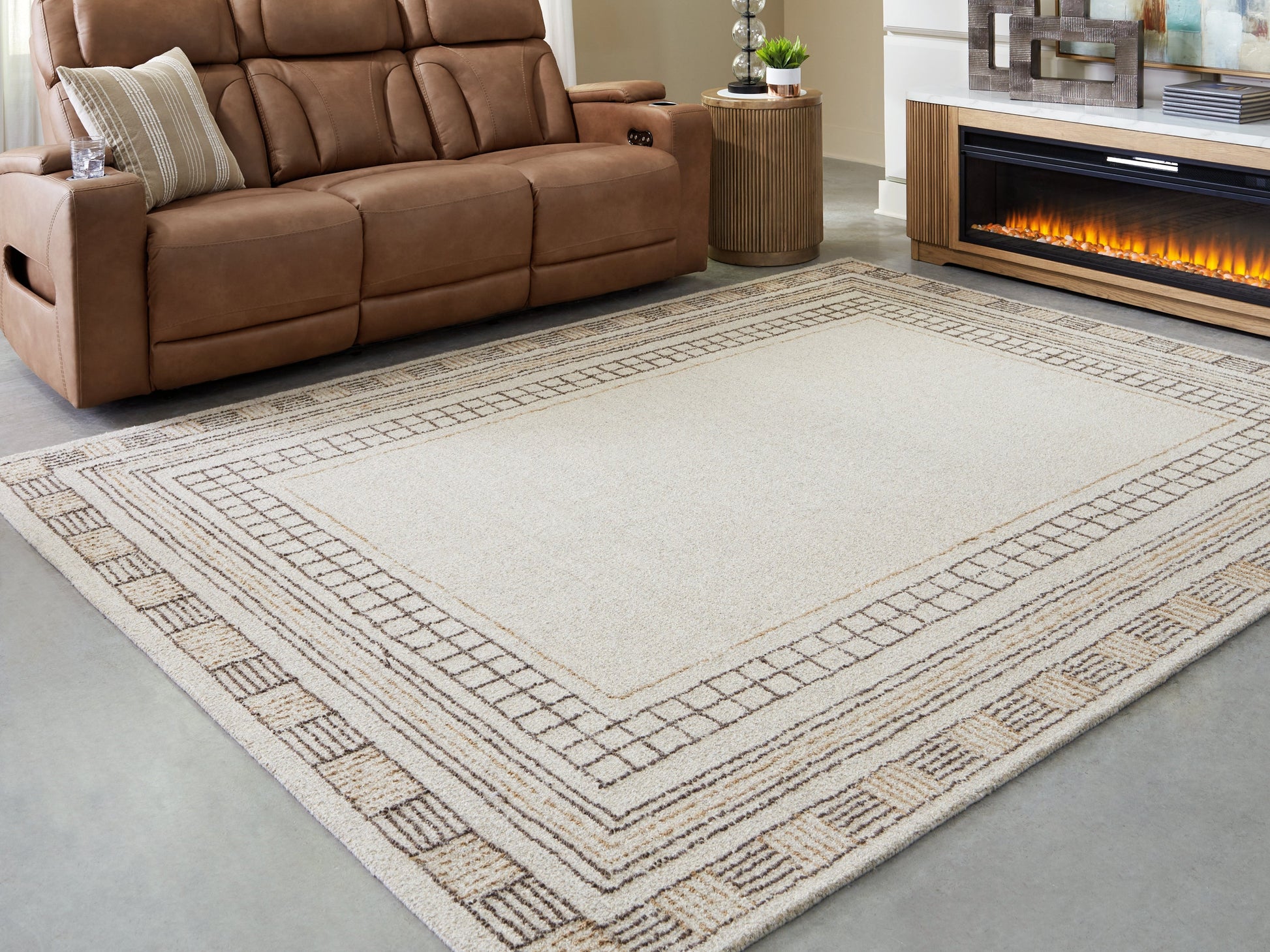 Idaman Taupe/Brown Large Rug- Viva Furn