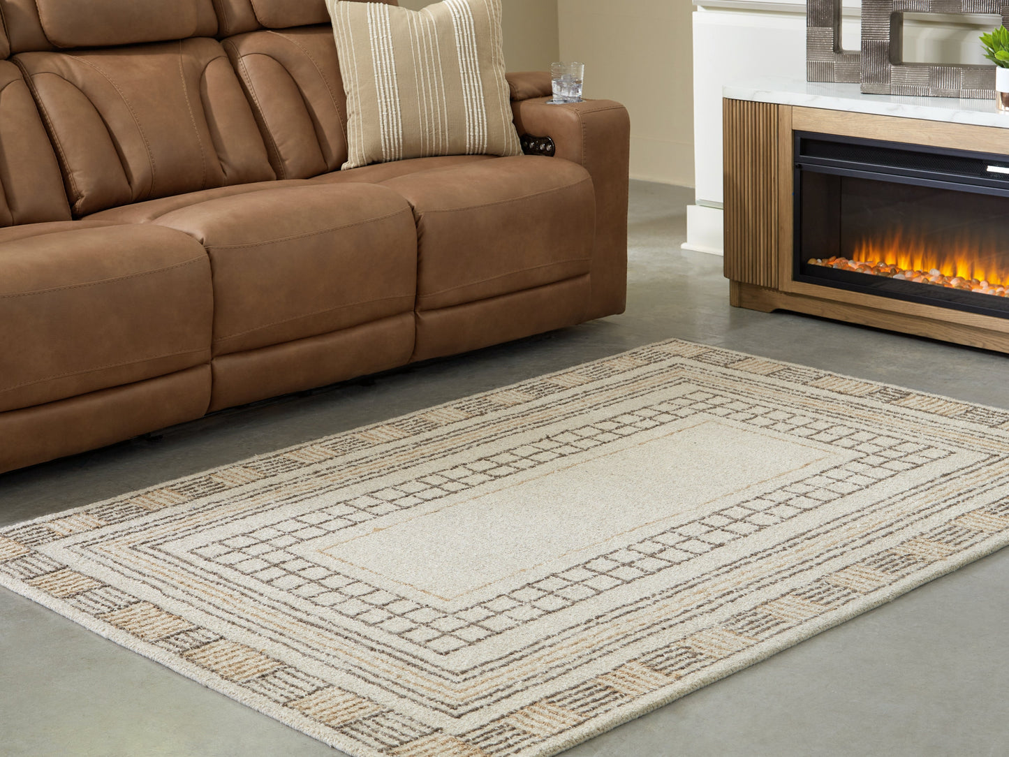 Idaman Taupe/Brown Medium Rug- Viva Furn