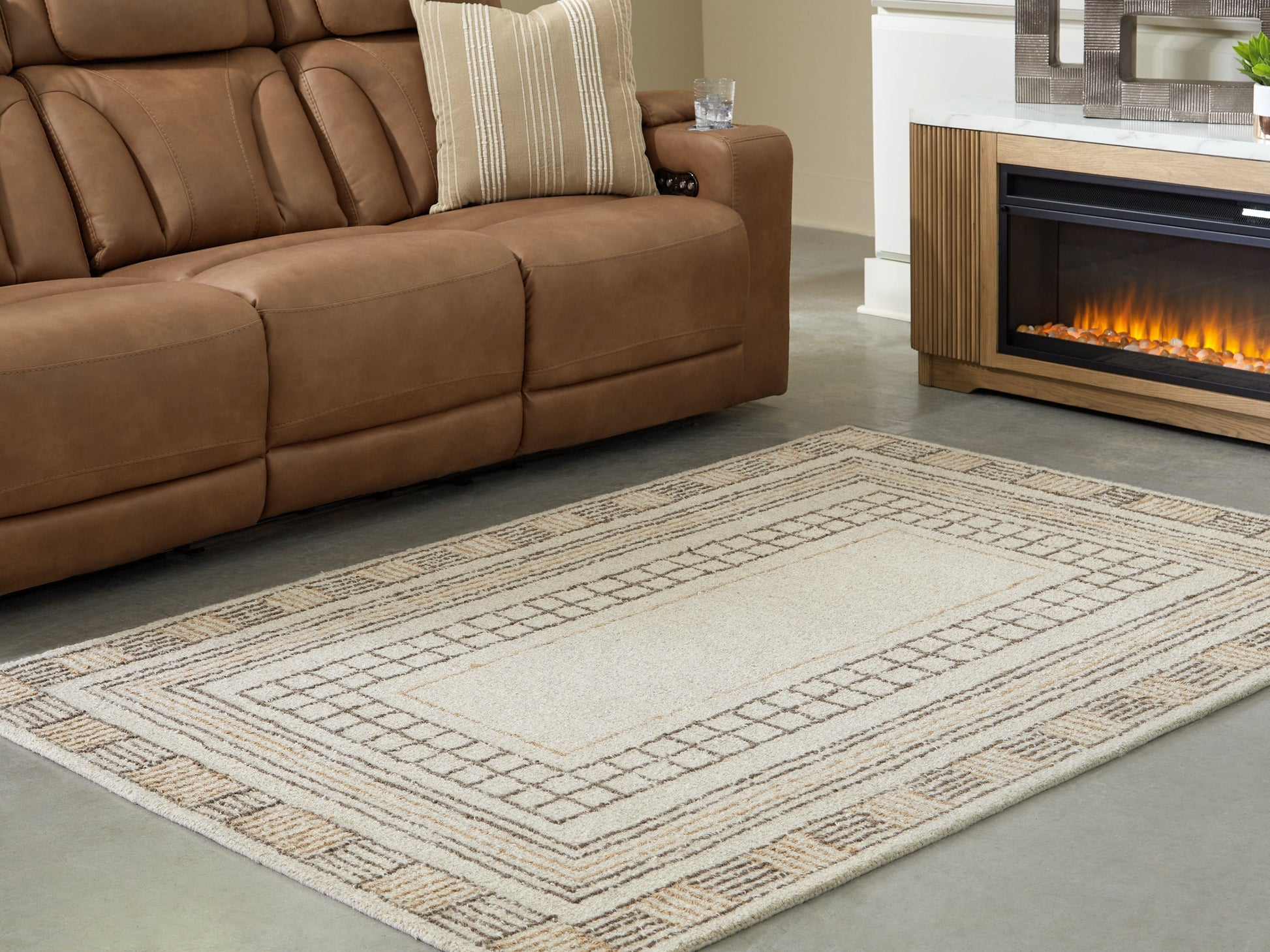 Idaman Taupe/Brown Medium Rug- Viva Furn