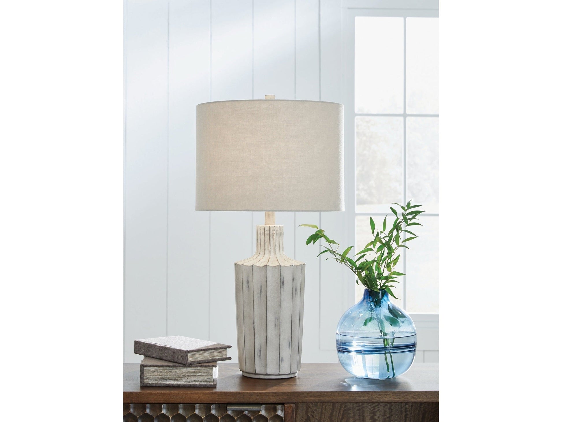 Imre Distressed Brown Poly Table Lamp- Viva Furn