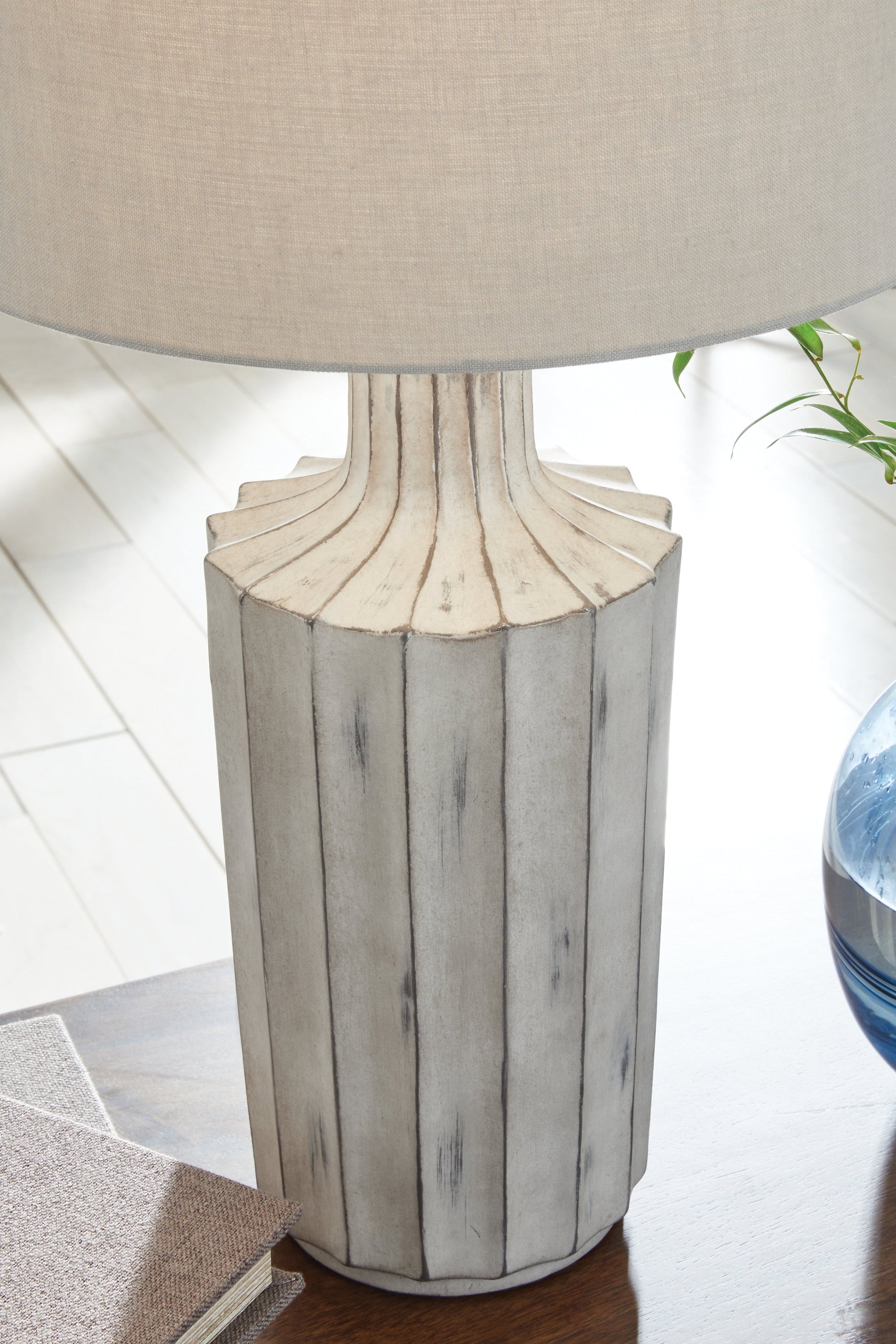 Imre Distressed Brown Poly Table Lamp- Viva Furn