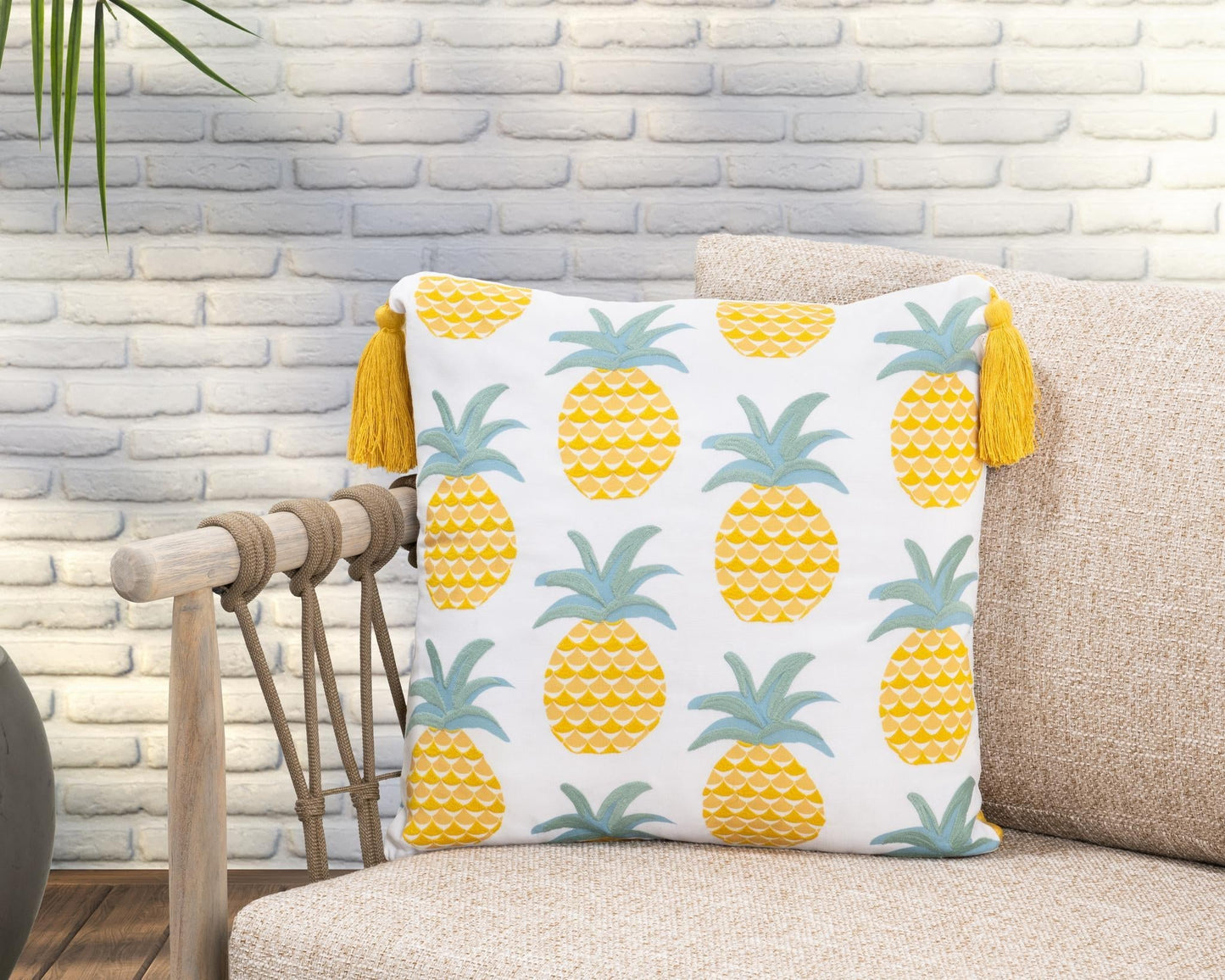 Indoor/Outdoor Sonoma Yellow Multi Throw Pillow (Set of 2) - Ornate Home