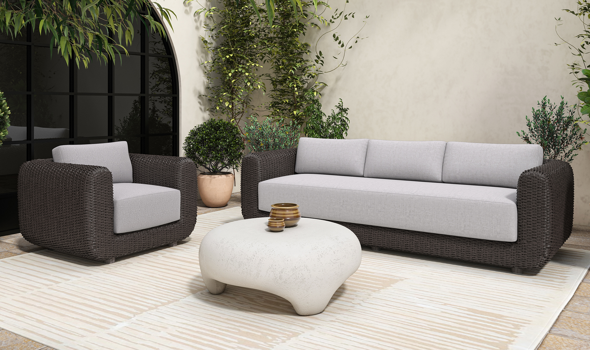 Ines White Outdoor Coffee Table - Ornate Home