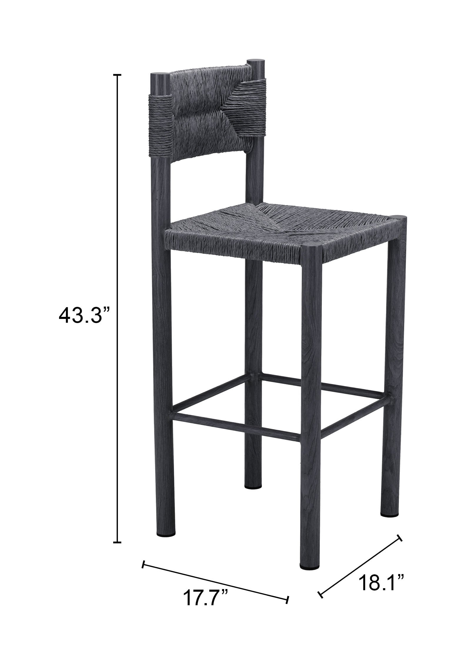 Iska Black Outdoor Barstool (Set of 2) - Ornate Home