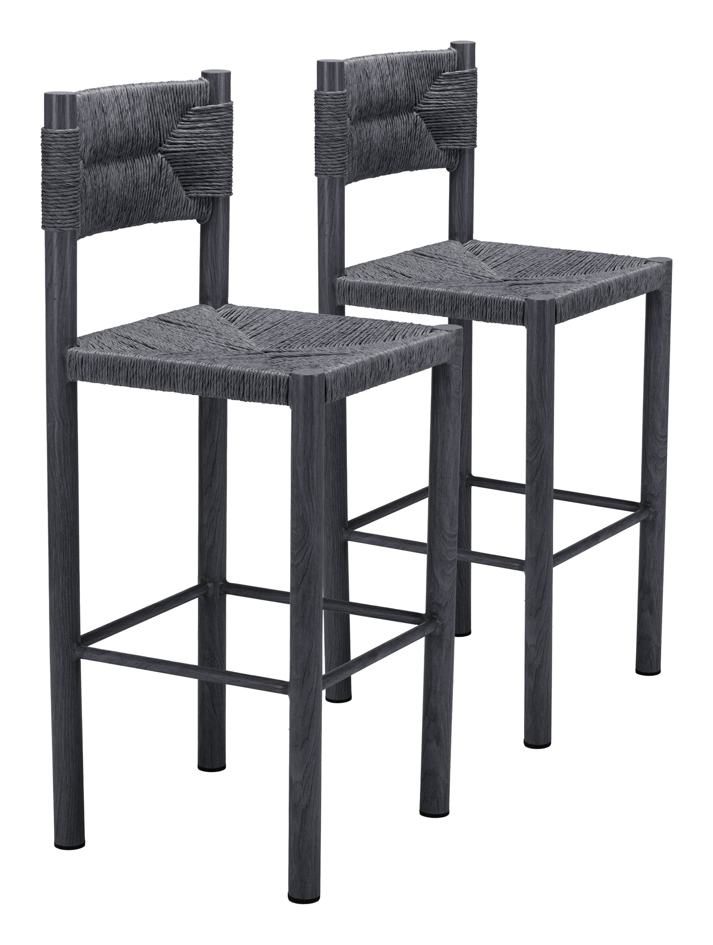 Iska Black Outdoor Barstool (Set of 2) - Ornate Home