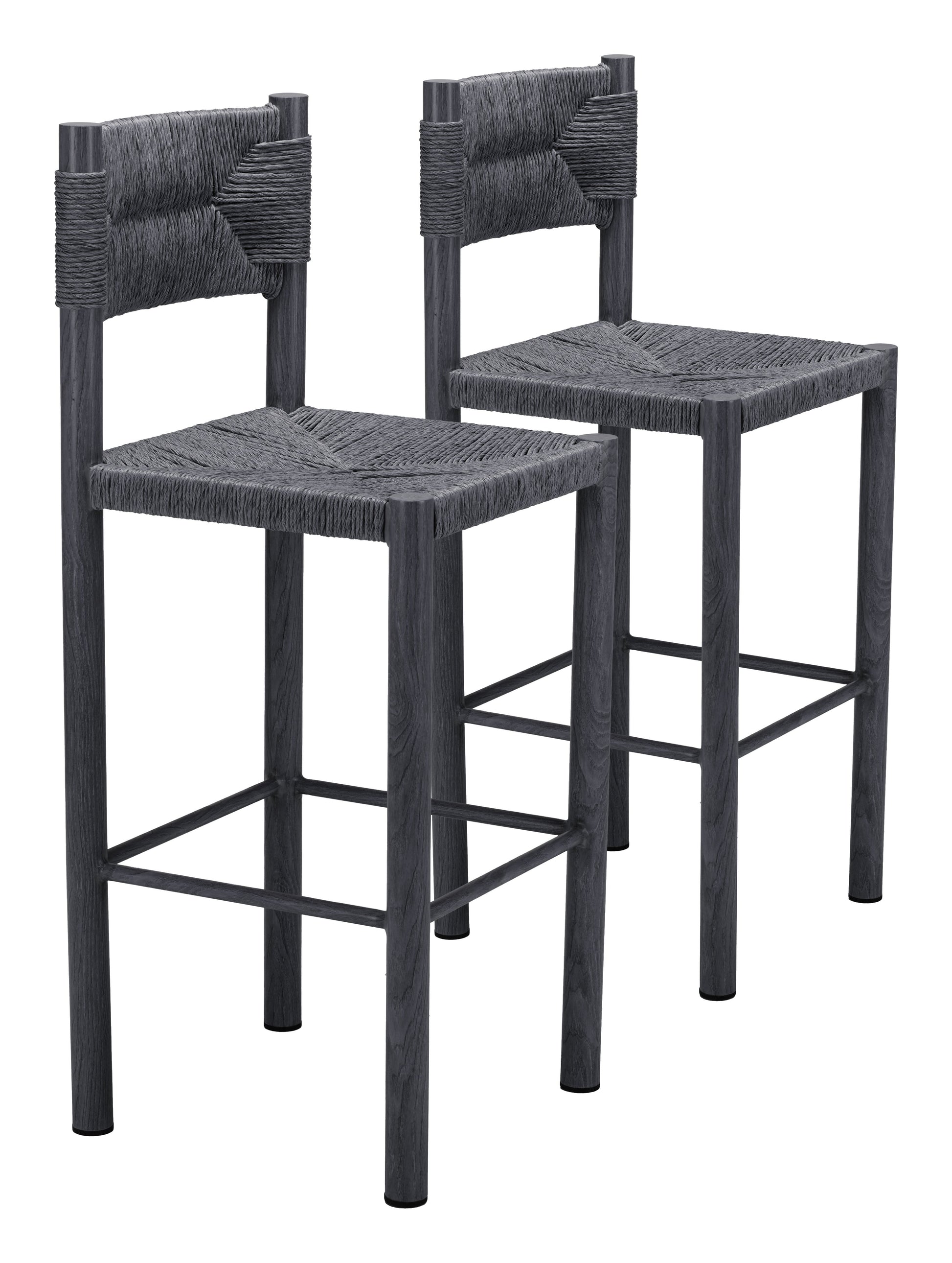 Iska Black Outdoor Barstool (Set of 2) - Ornate Home