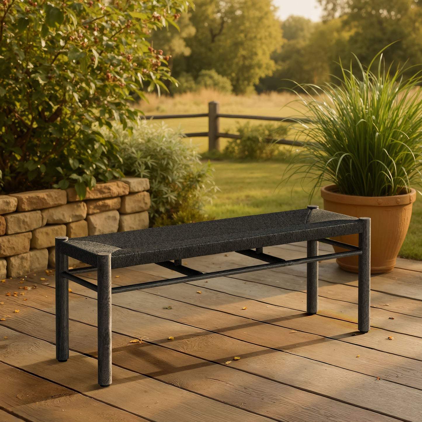 Iska Black Outdoor Bench - Ornate Home