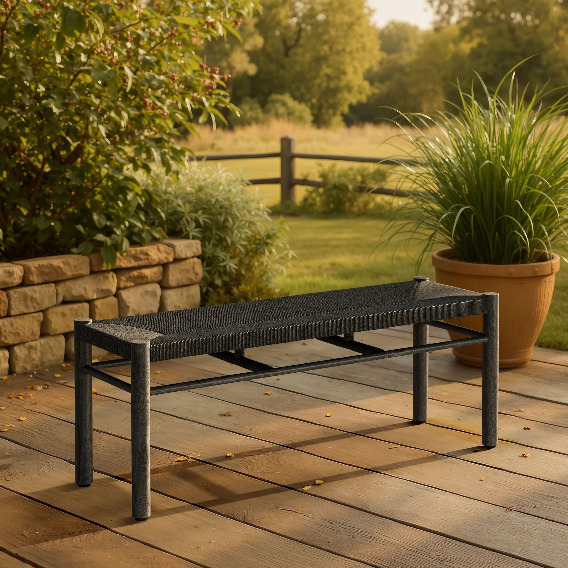 Iska Black Outdoor Bench - Ornate Home
