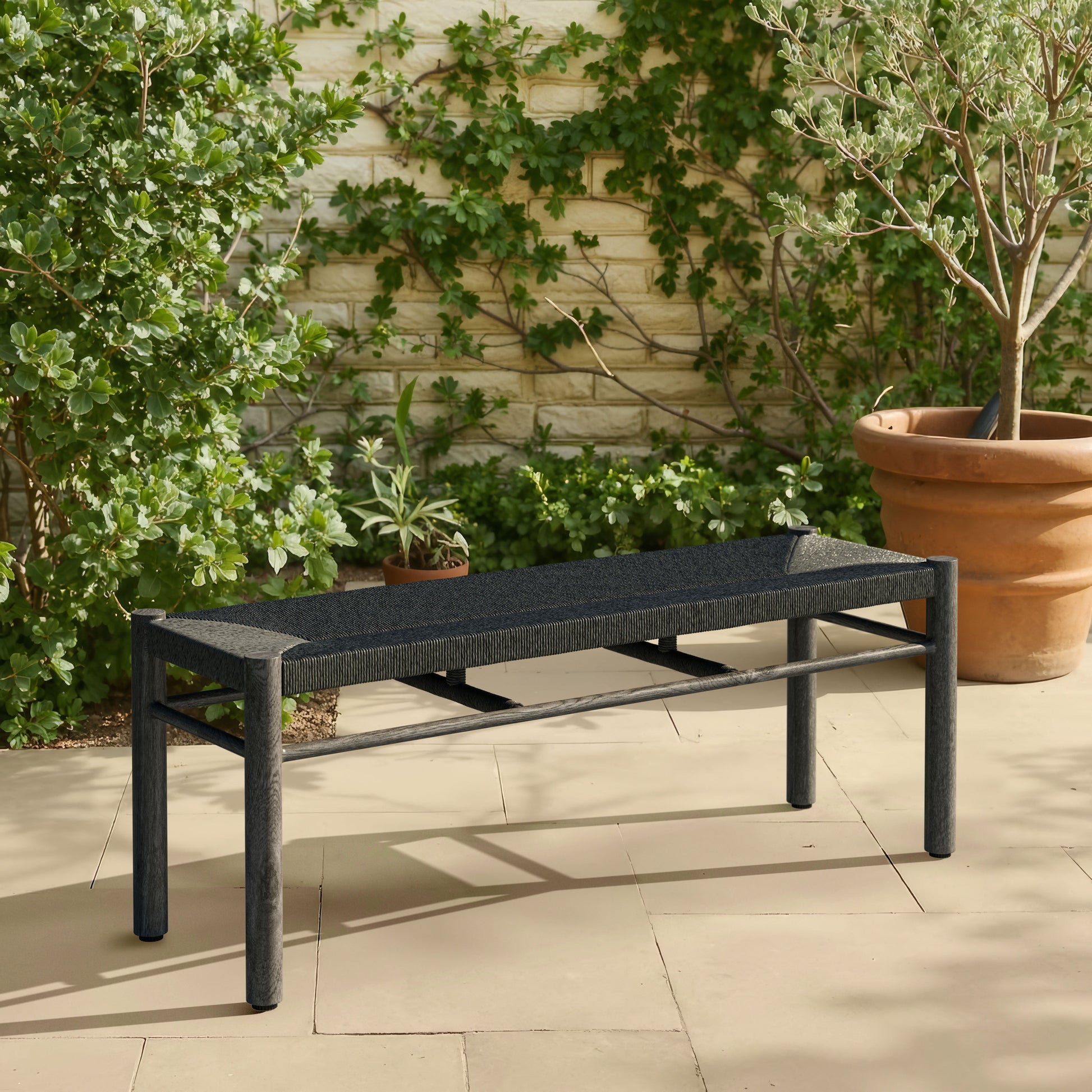 Iska Black Outdoor Bench - Ornate Home