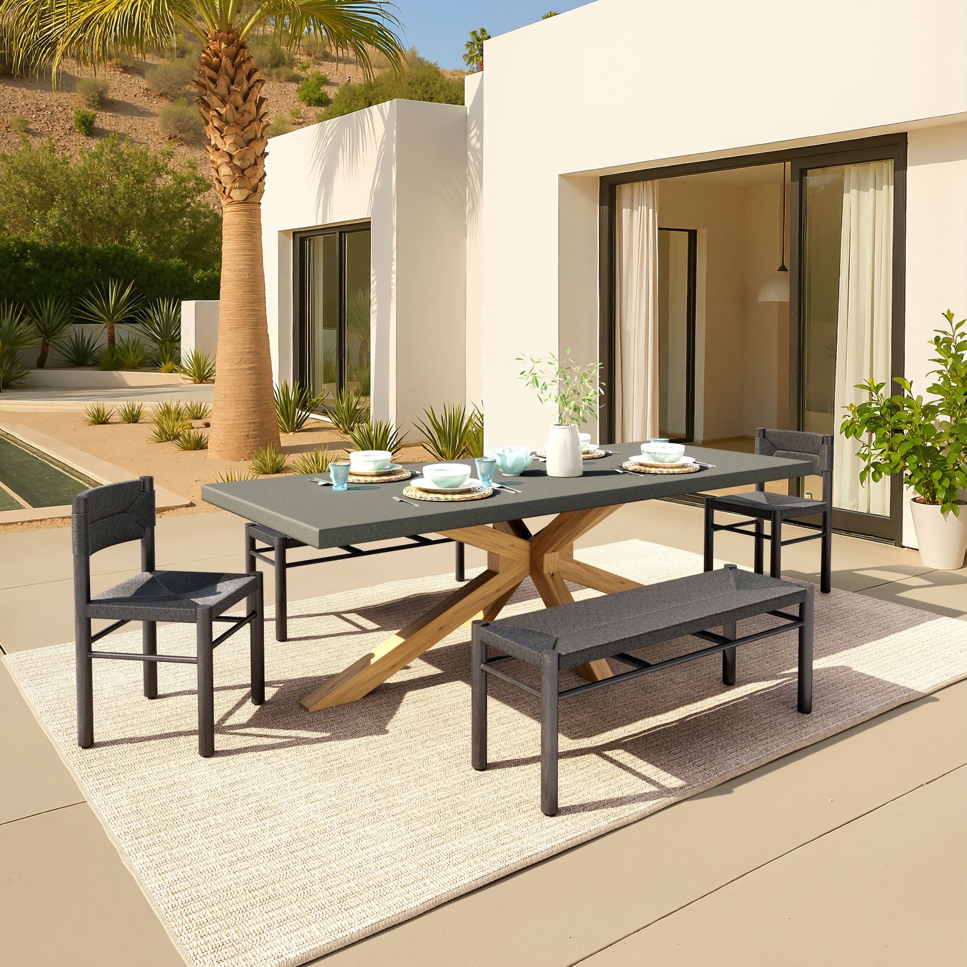Iska Black Outdoor Dining Chair (Set of 2) - Ornate Home