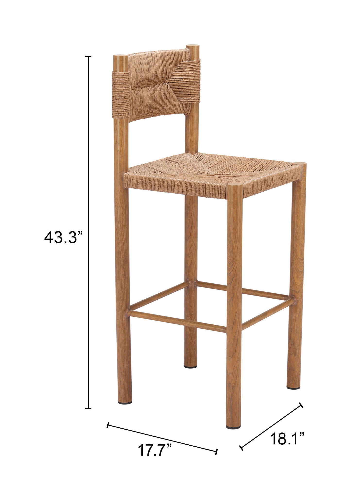 Iska Natural Outdoor Barstool (Set of 2) - Ornate Home