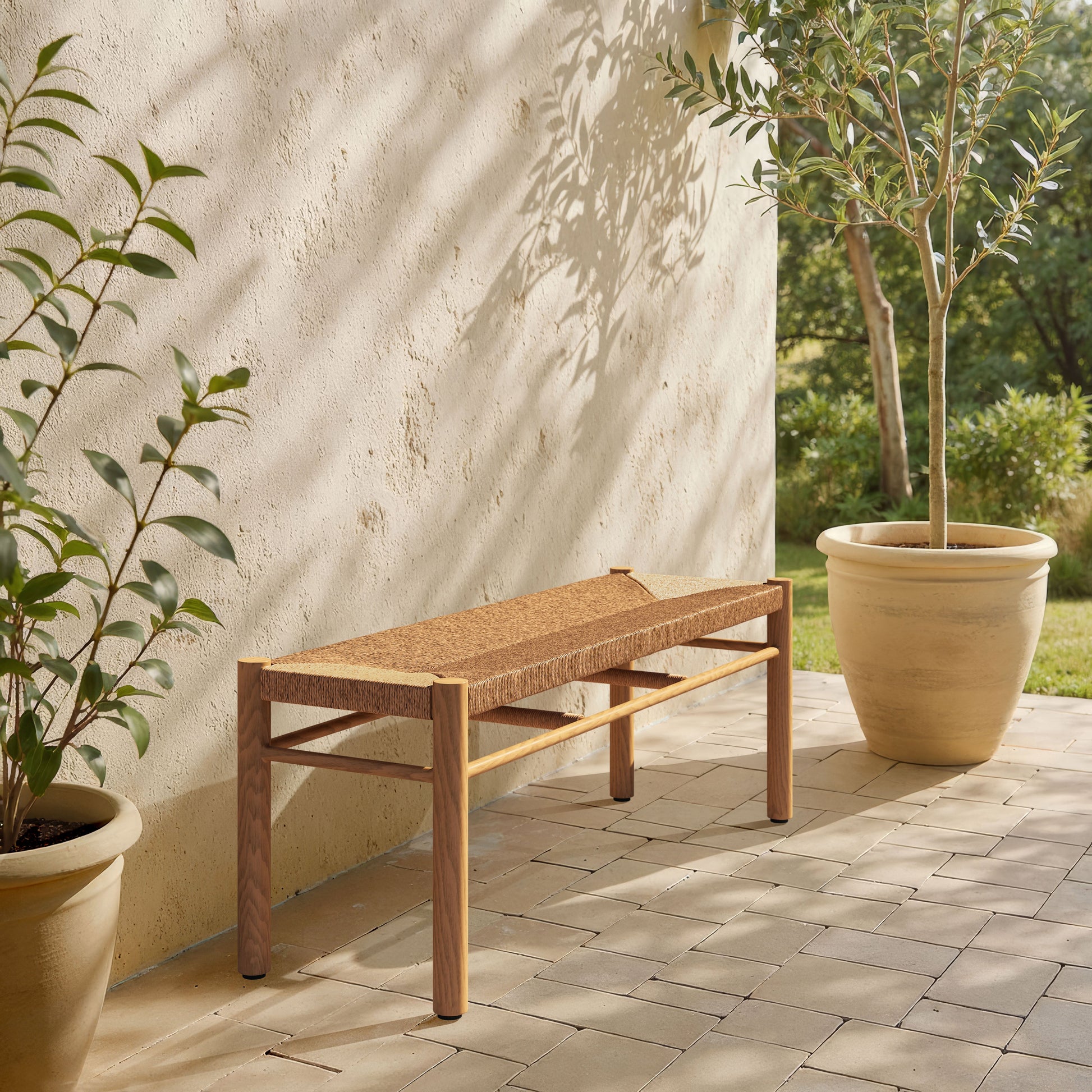 Iska Natural Outdoor Bench - Ornate Home