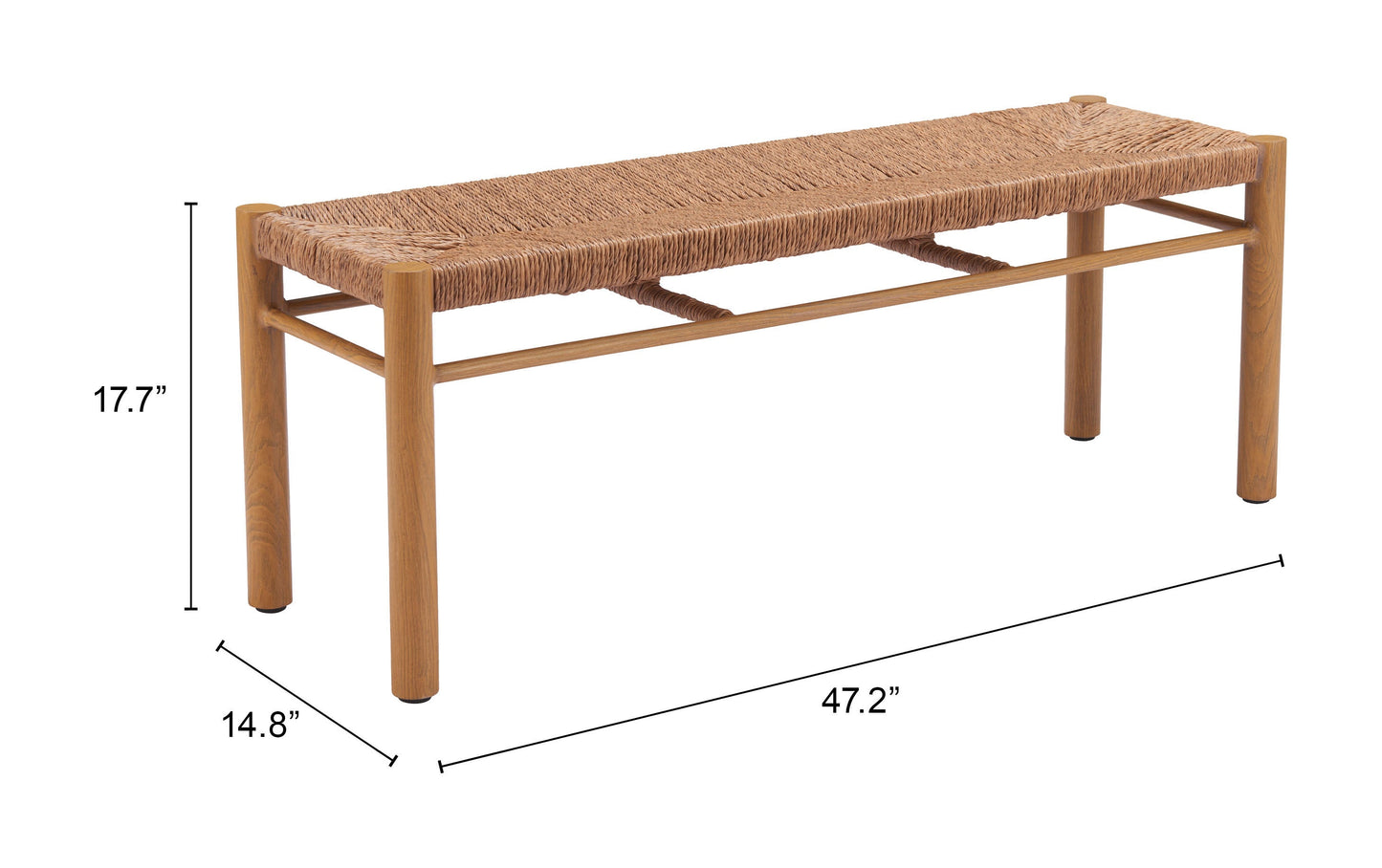 Iska Natural Outdoor Bench - Ornate Home