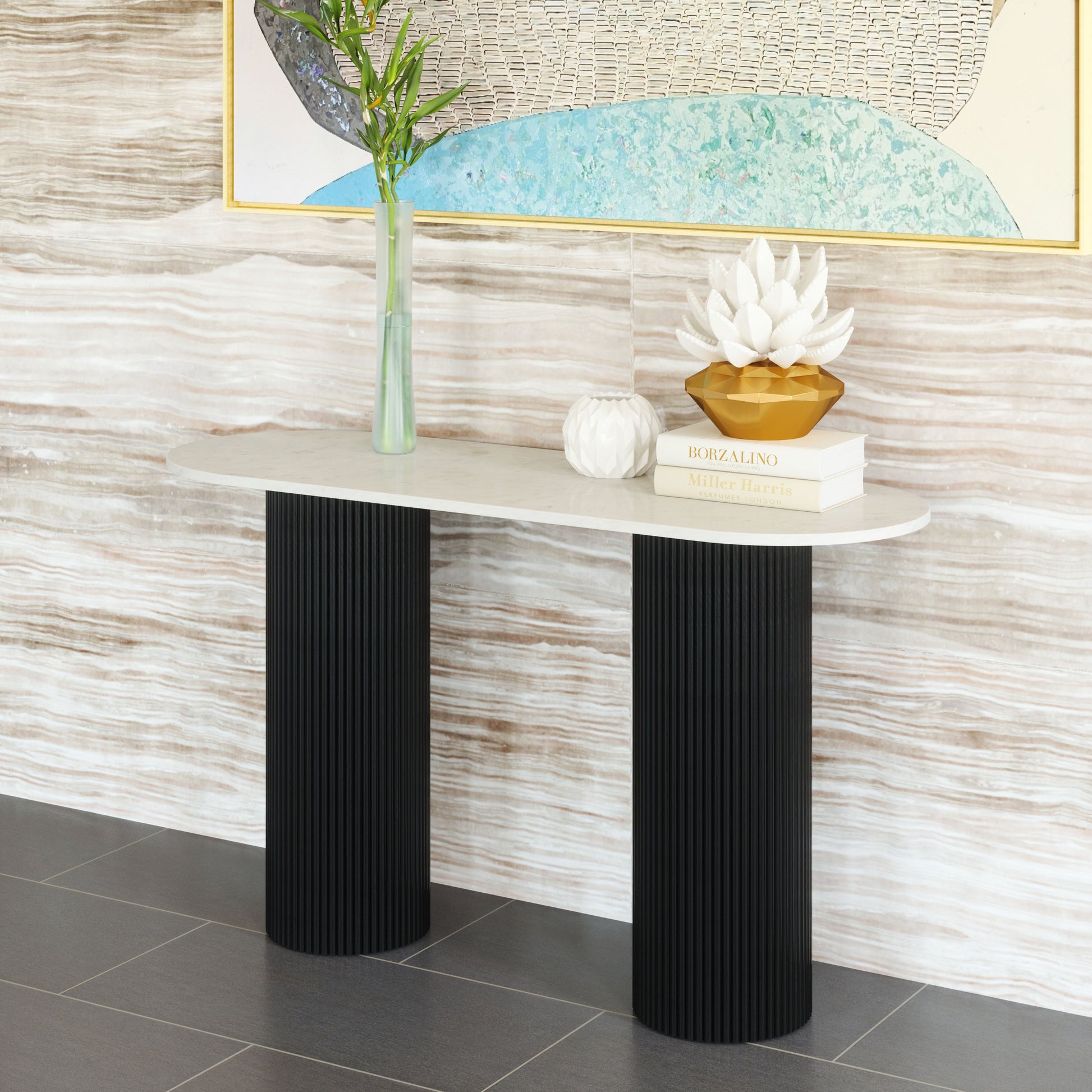 Izola White & Black Console Table - Ornate Home