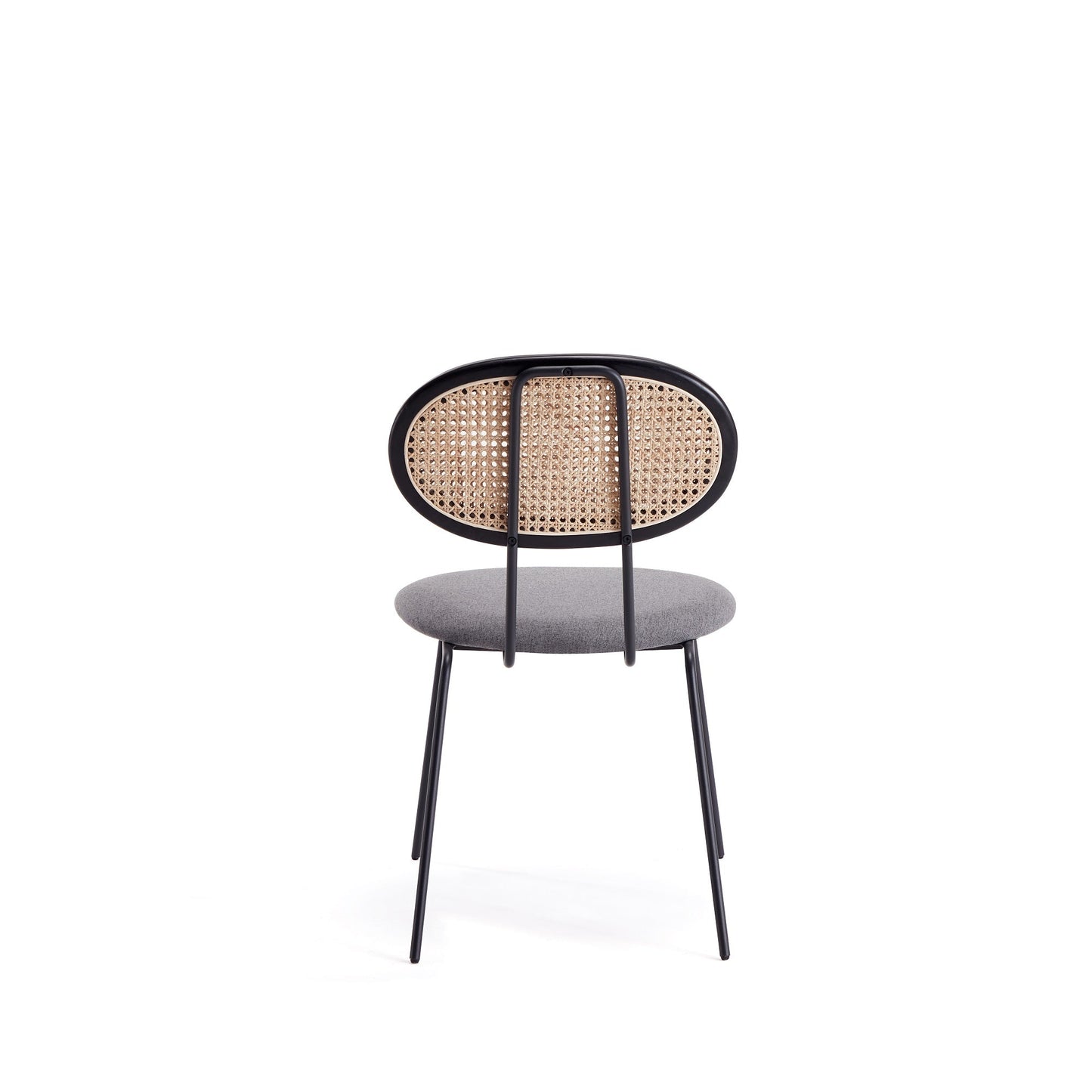 Jardin Dining Chair in Black with Cane and Grey Upholstered Seating (set of 2) - Ornate Home