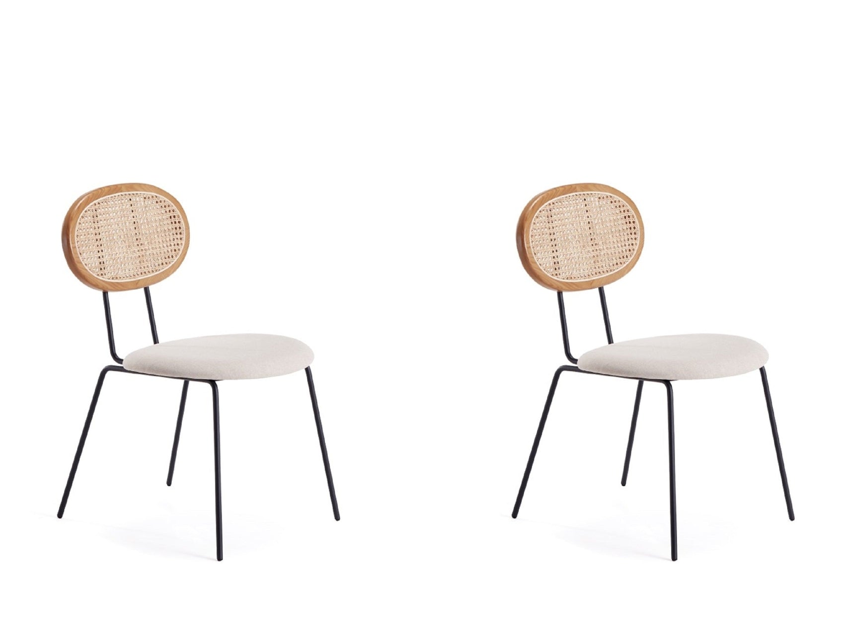 Jardin Dining Chair in Nature Cane and Oatmeal Upholstered Seating (set of 2) - Ornate Home