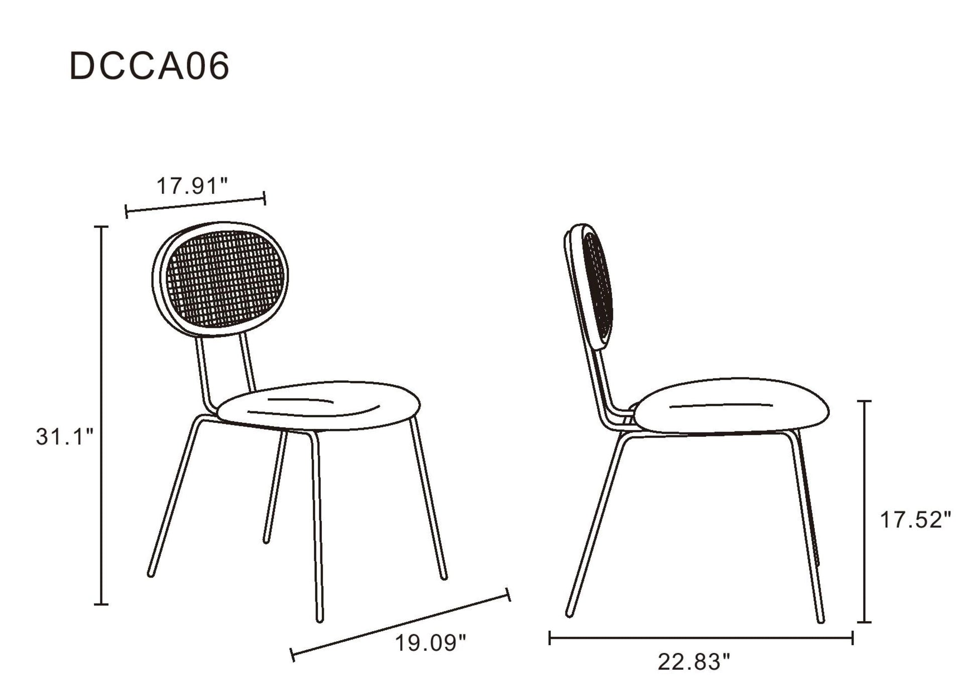 Jardin Dining Chair in Nature Cane and Oatmeal Upholstered Seating (set of 2) - Ornate Home