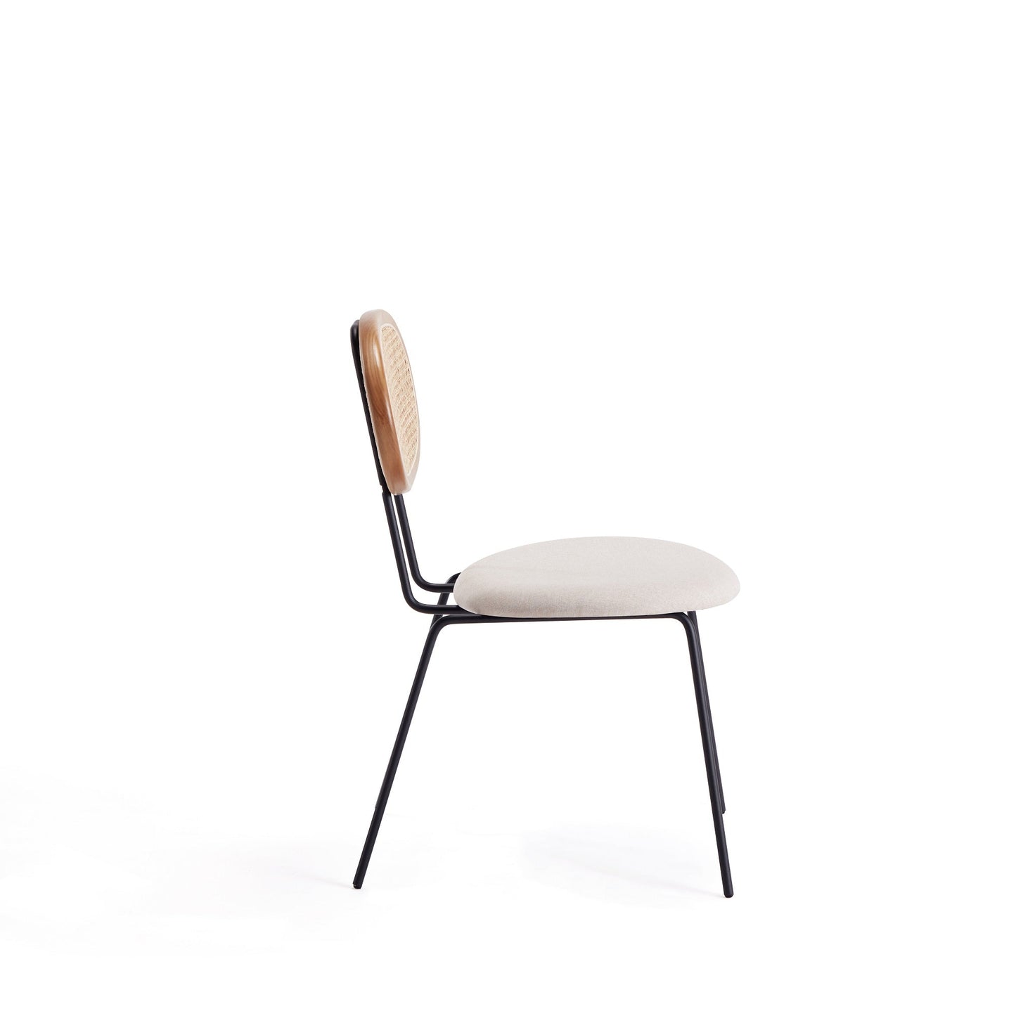 Jardin Dining Chair in Nature Cane and Oatmeal Upholstered Seating (set of 2) - Ornate Home