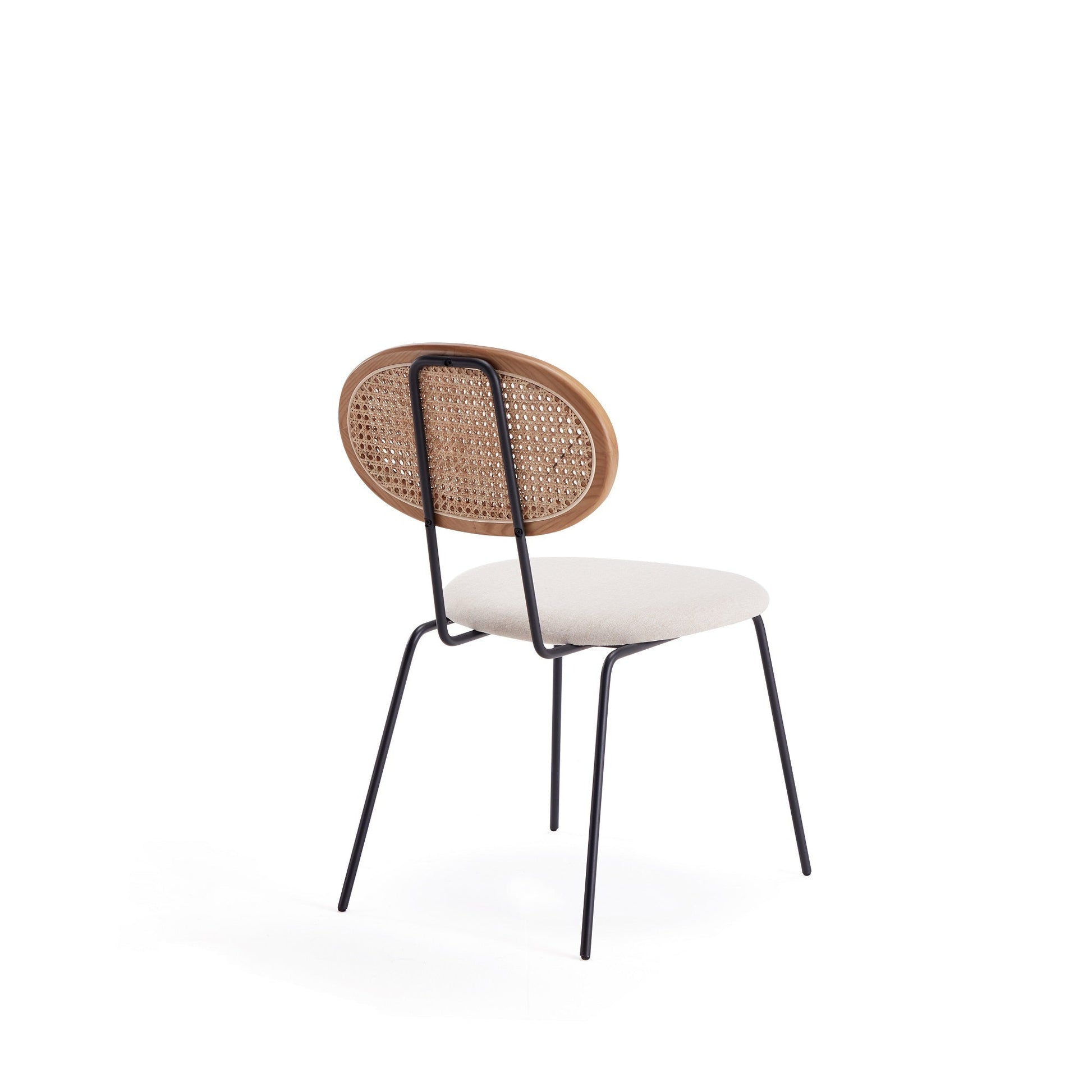 Jardin Dining Chair in Nature Cane and Oatmeal Upholstered Seating (set of 2) - Ornate Home