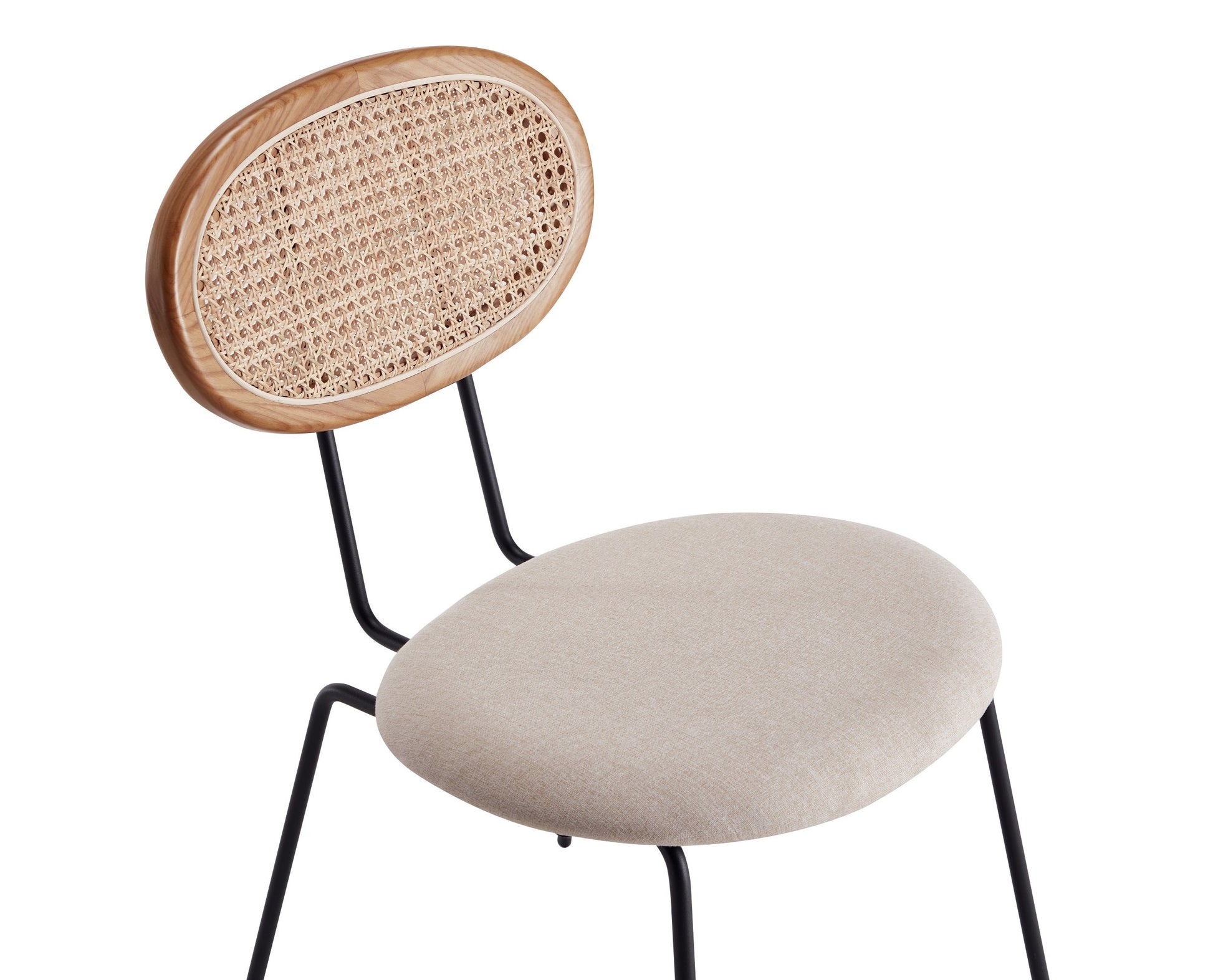 Jardin Dining Chair in Nature Cane and Oatmeal Upholstered Seating (set of 2) - Ornate Home