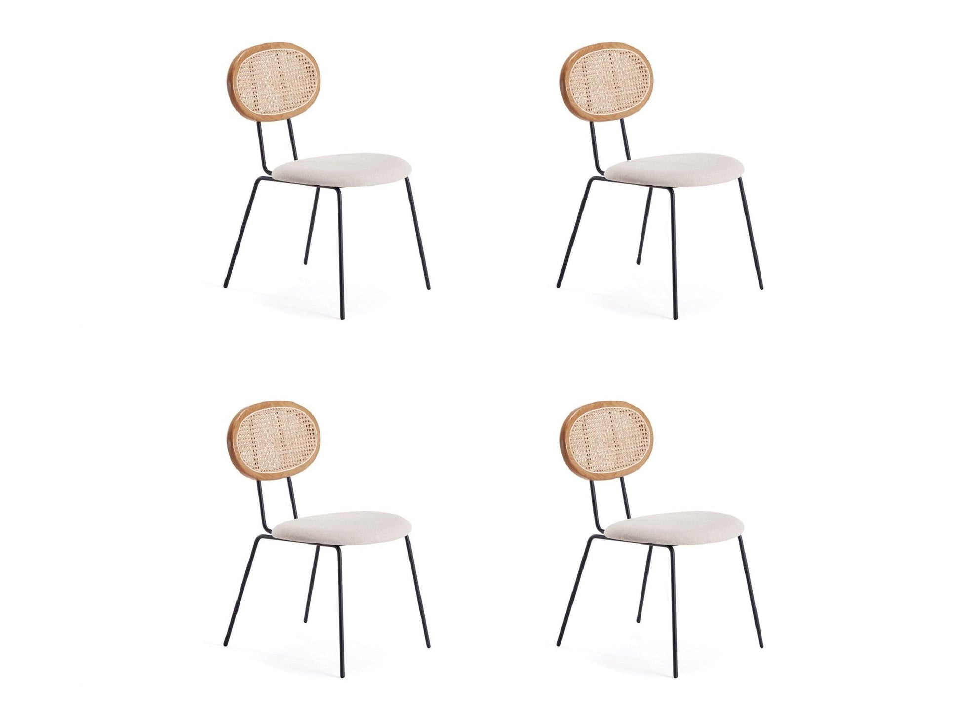 Jardin Dining Chair in Nature Cane and Oatmeal Upholstered Seating (set of 4) - Ornate Home