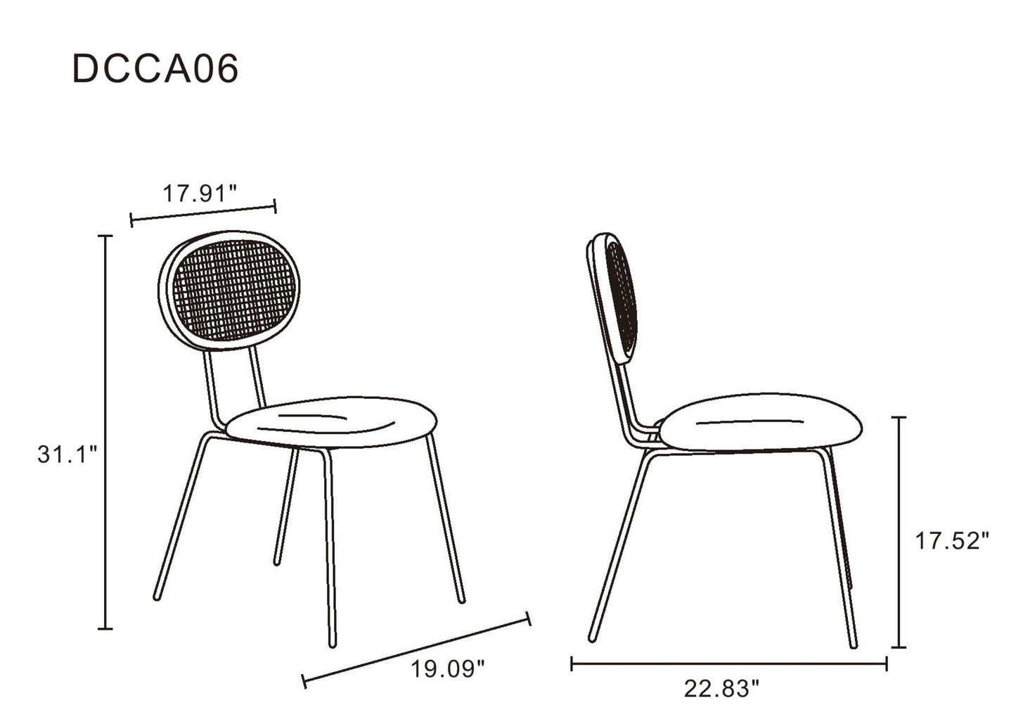Jardin Dining Chair in Nature Cane and Oatmeal Upholstered Seating (set of 4) - Ornate Home
