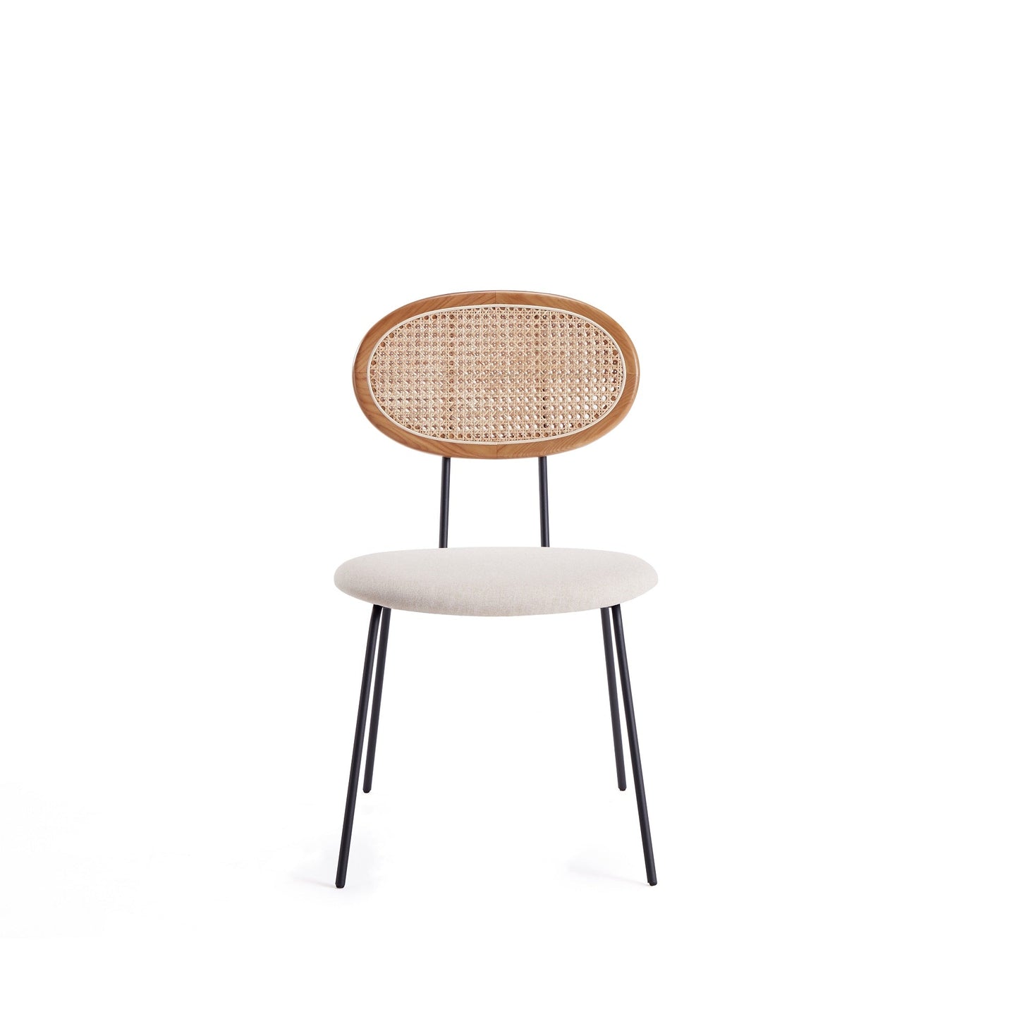 Jardin Dining Chair in Nature Cane and Oatmeal Upholstered Seating (set of 4) - Ornate Home