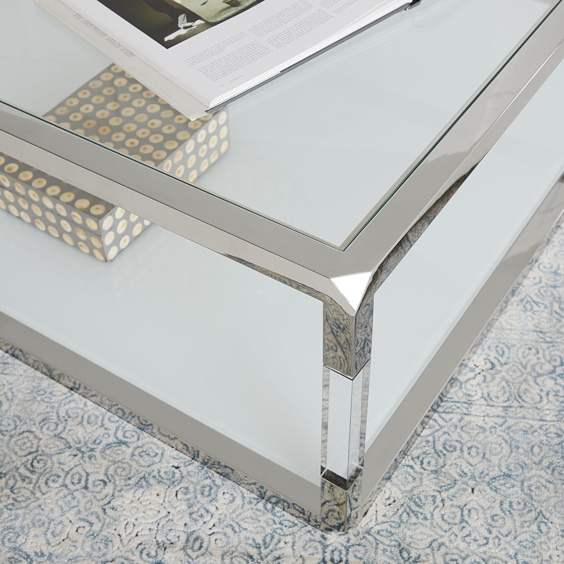 Jasper Square Coffee Table in Acrylic/White Glass/PSS - Ornate Home
