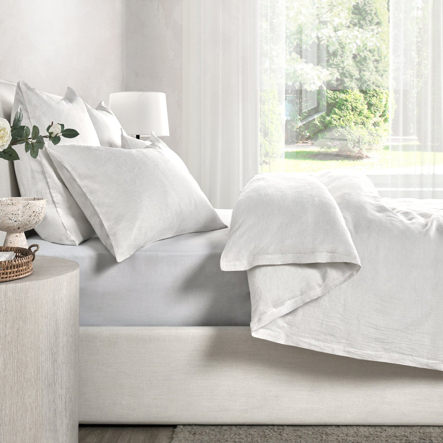 Jayson Quartz White Linen Cashmere Duvet Collection - Ornate Home