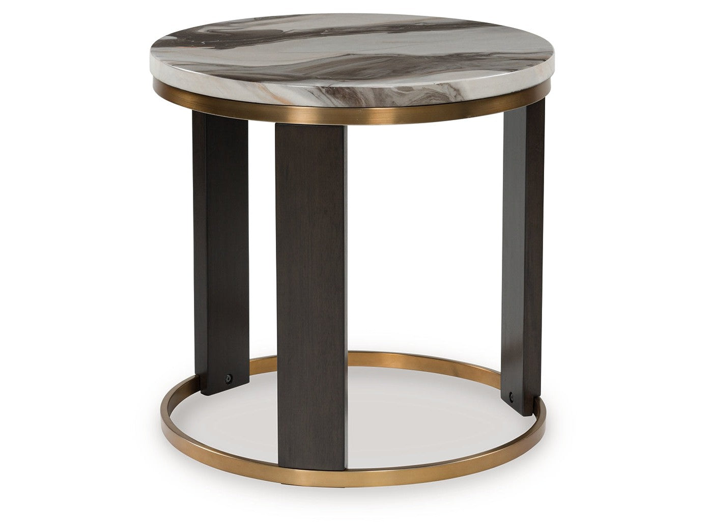 Jazmore Brown/Brass Finish Round End Table- Viva Furn