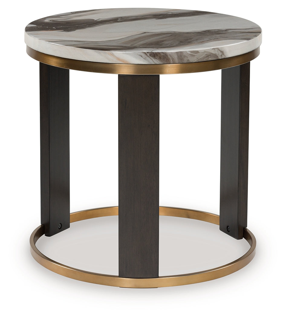 Jazmore Brown/Brass Finish Round End Table- Viva Furn