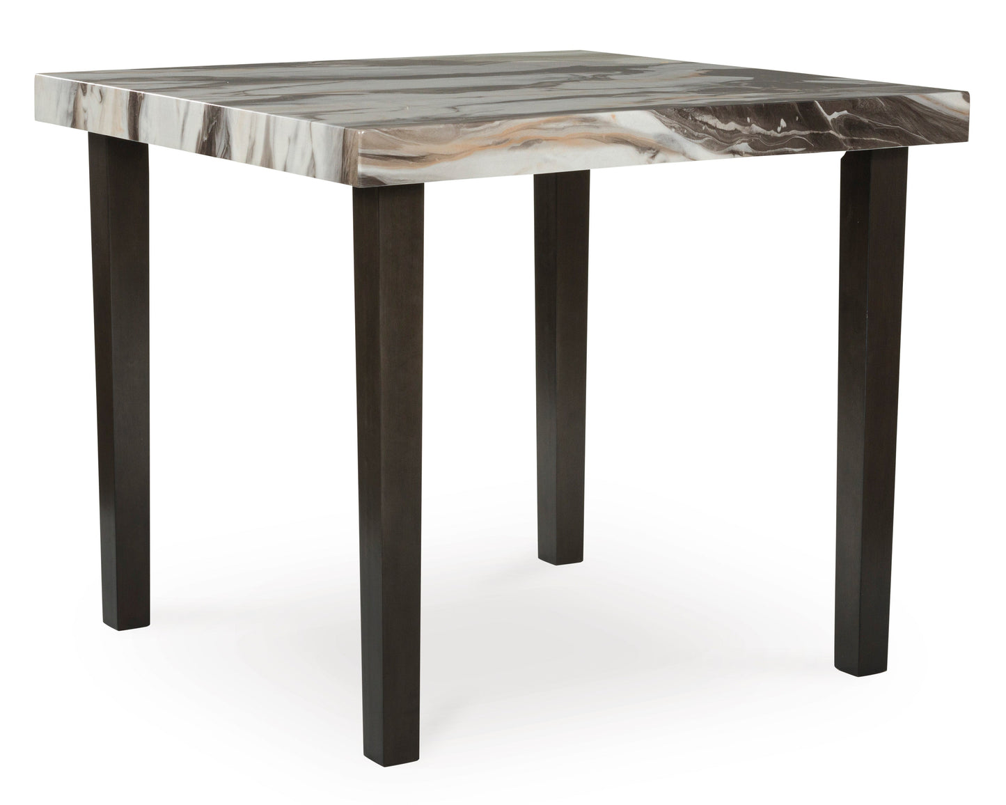 Jeshina Dark Brown/Beige/Mocha Counter Height Dining Table and 4 Barstools- Viva Furn
