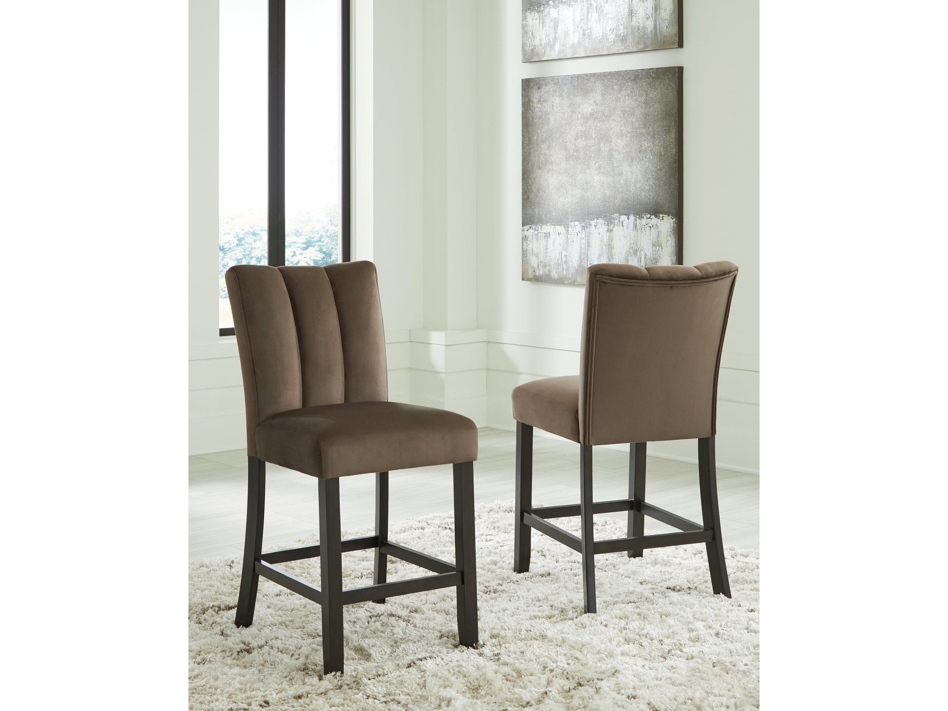 Jeshina Mocha Counter Height Barstool (Set of 2)- Viva Furn