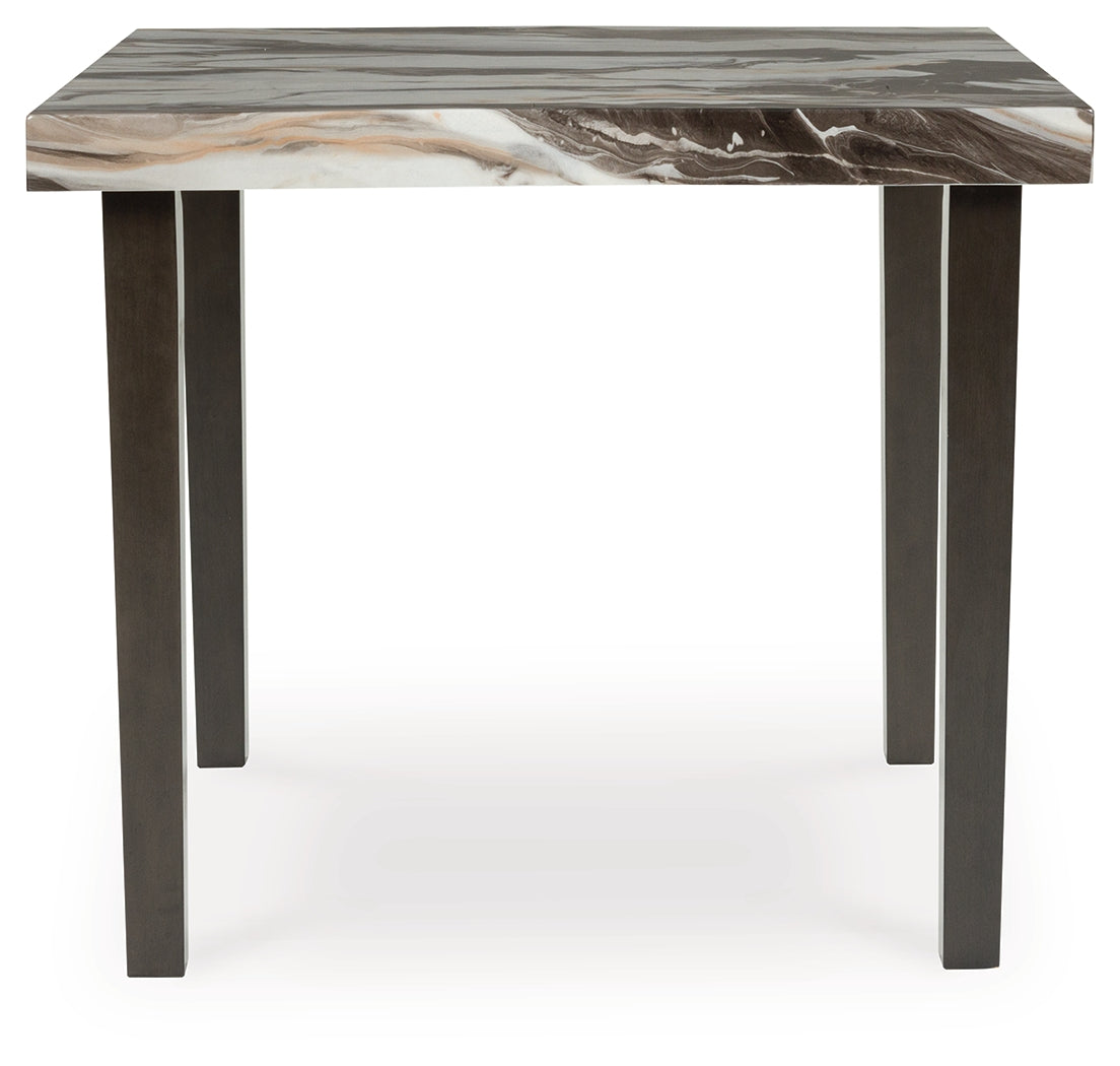 Jeshina Mocha/Dark Brown/Beige Counter Height Dining Table and 2 Barstools- Viva Furn