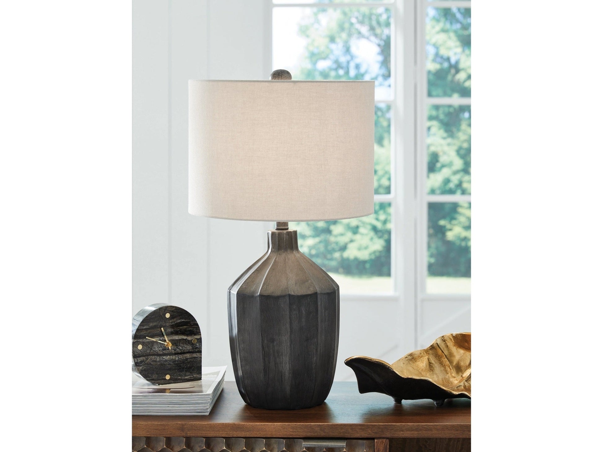 Jilton Black Poly Table Lamp- Viva Furn