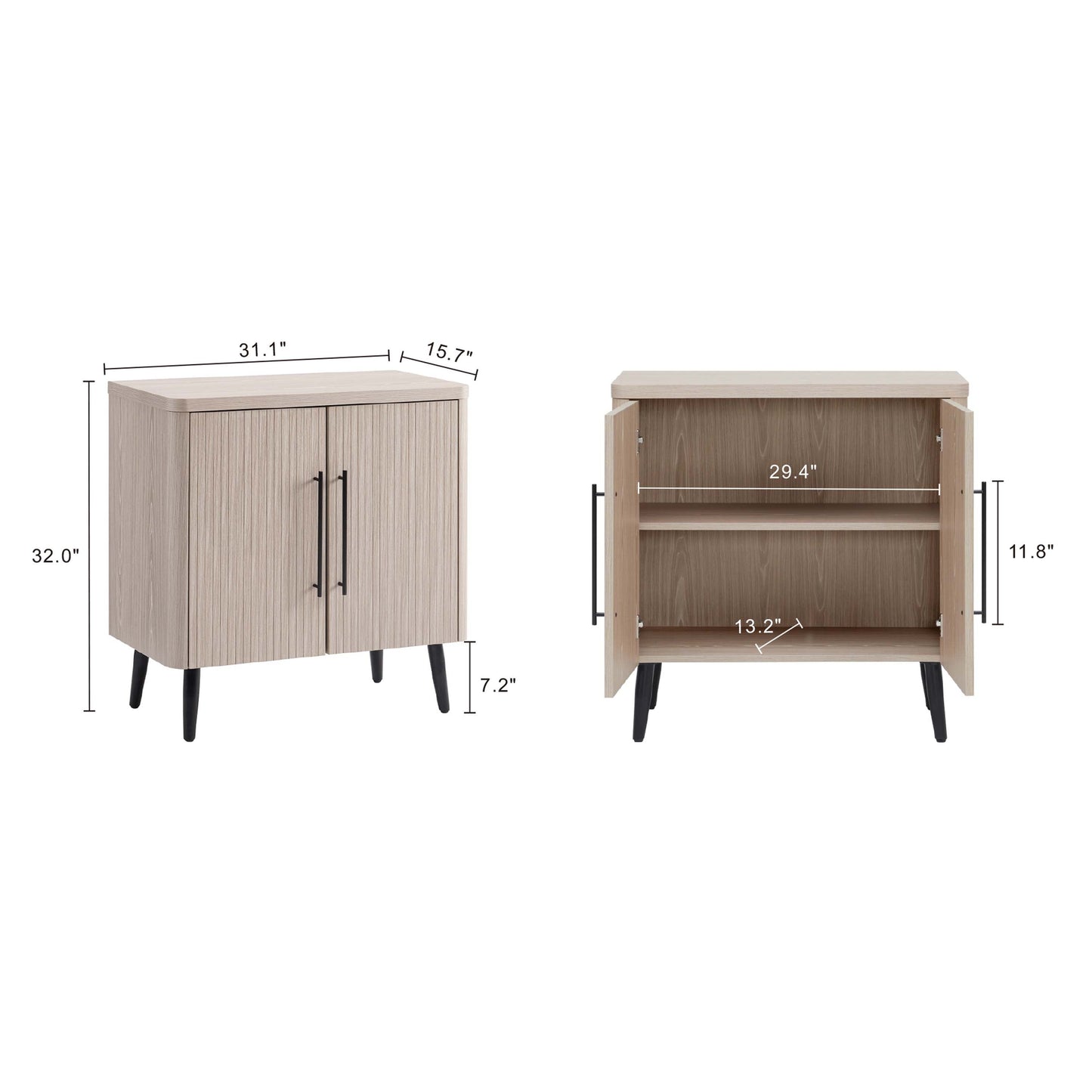 Jodie Accent Cabinet in Whitewashed Oak - Ornate Home