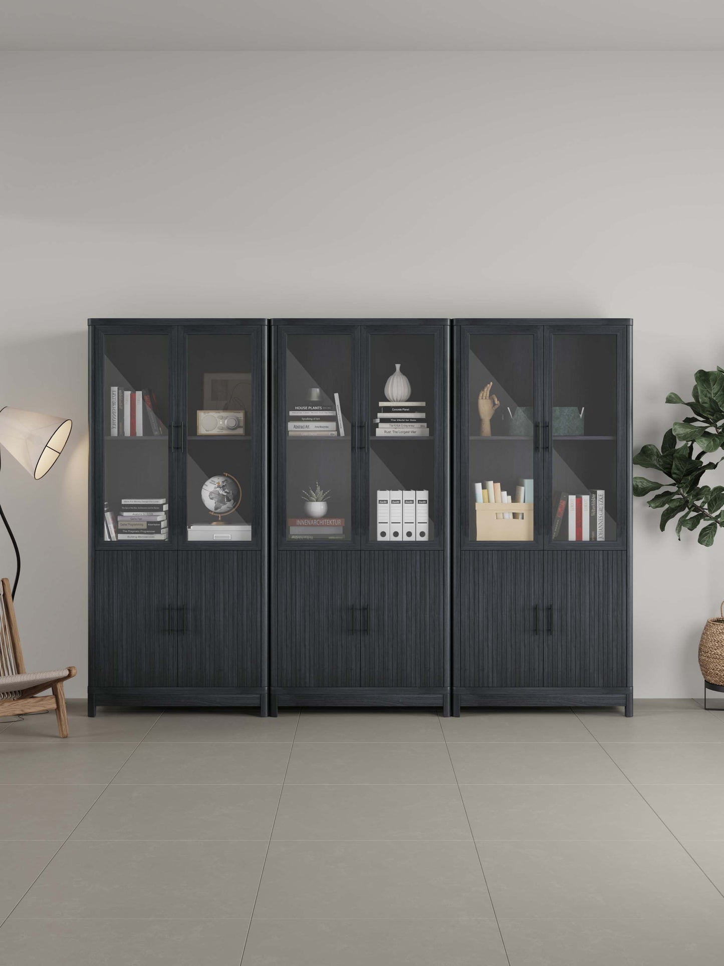 Jodie Bookcase in Charcoal Grey (set of 3) - Ornate Home