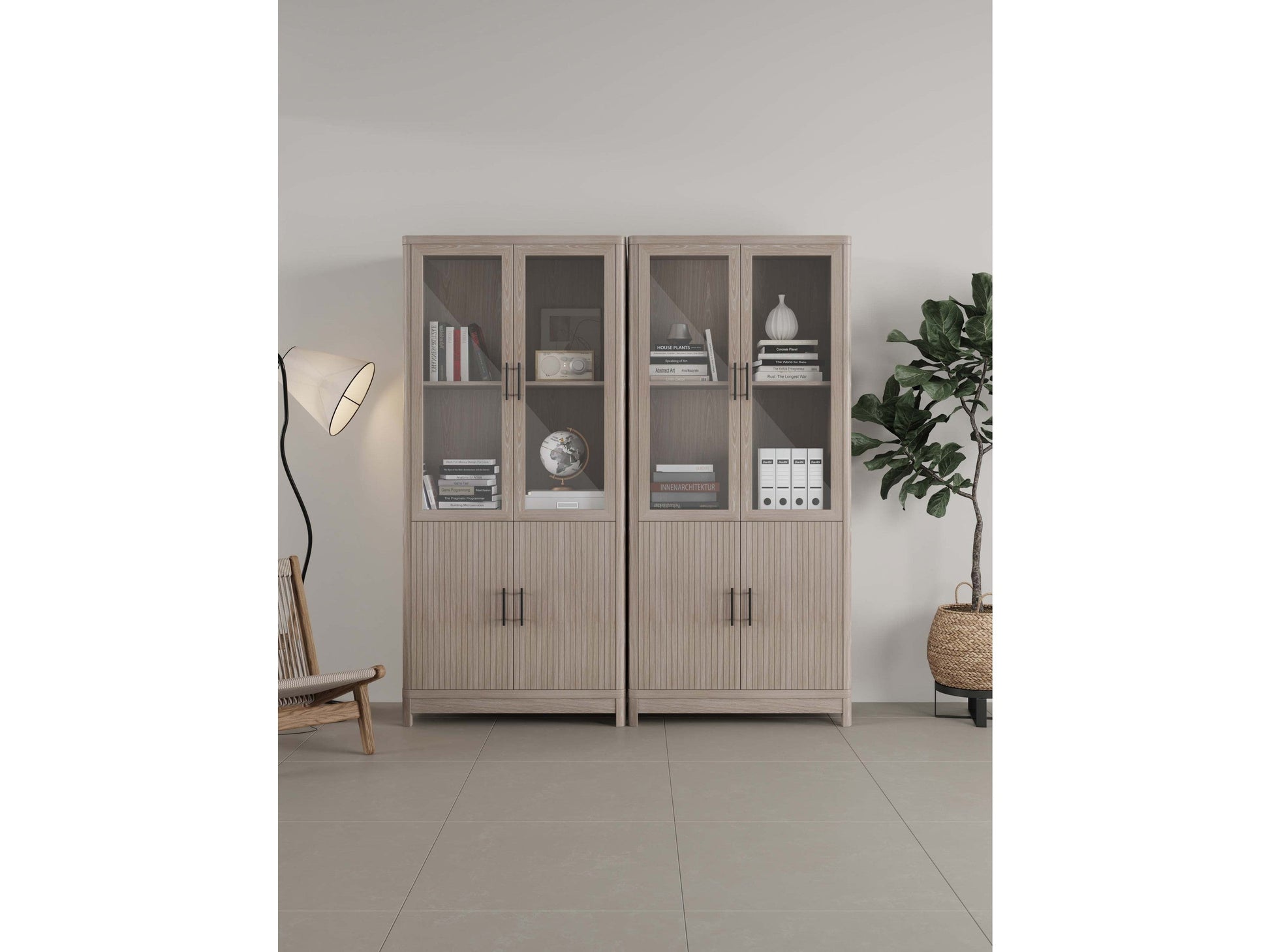 Jodie Bookcase in Whitewashed Oak (set of 2) - Ornate Home