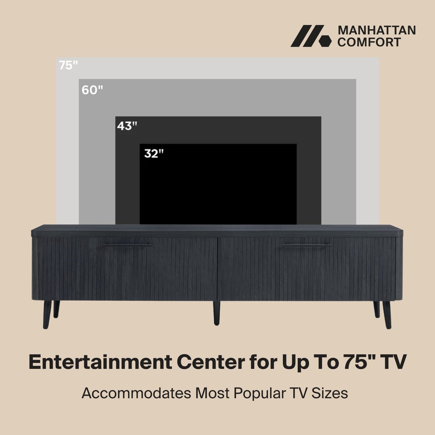 Jodie TV Stand in Charcoal Grey - Ornate Home