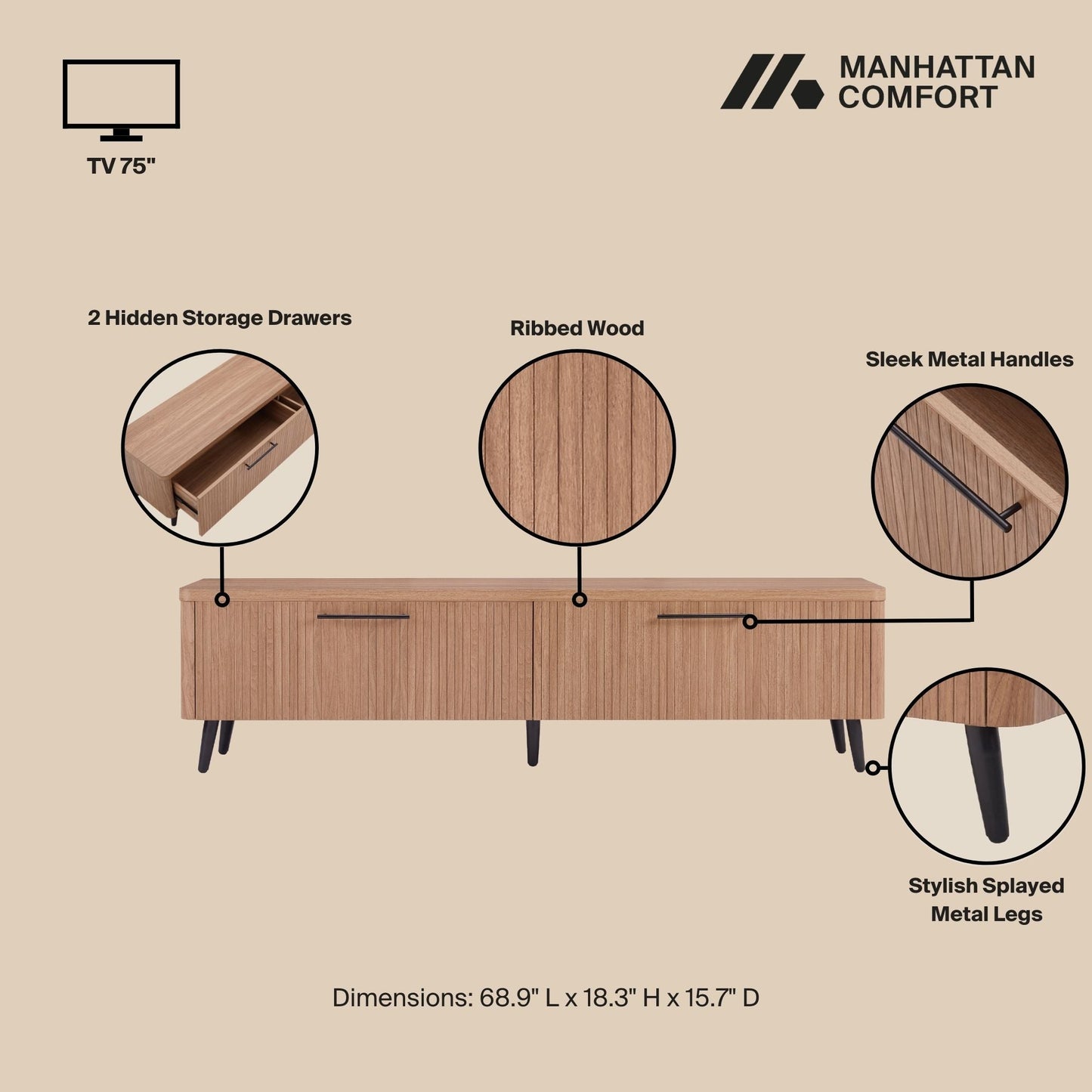 Jodie TV Stand in Maple - Ornate Home