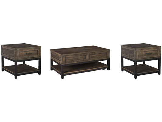 Johurst Grayish Brown Lift-top Coffee Table and 2 End Tables - Ornate Home