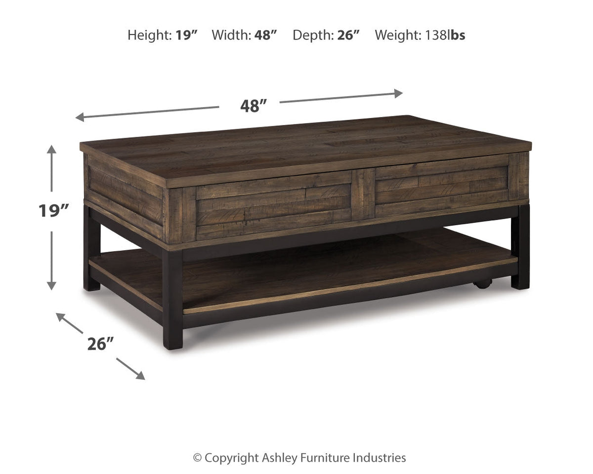 Johurst Grayish Brown Lift-top Coffee Table and 2 End Tables - Ornate Home