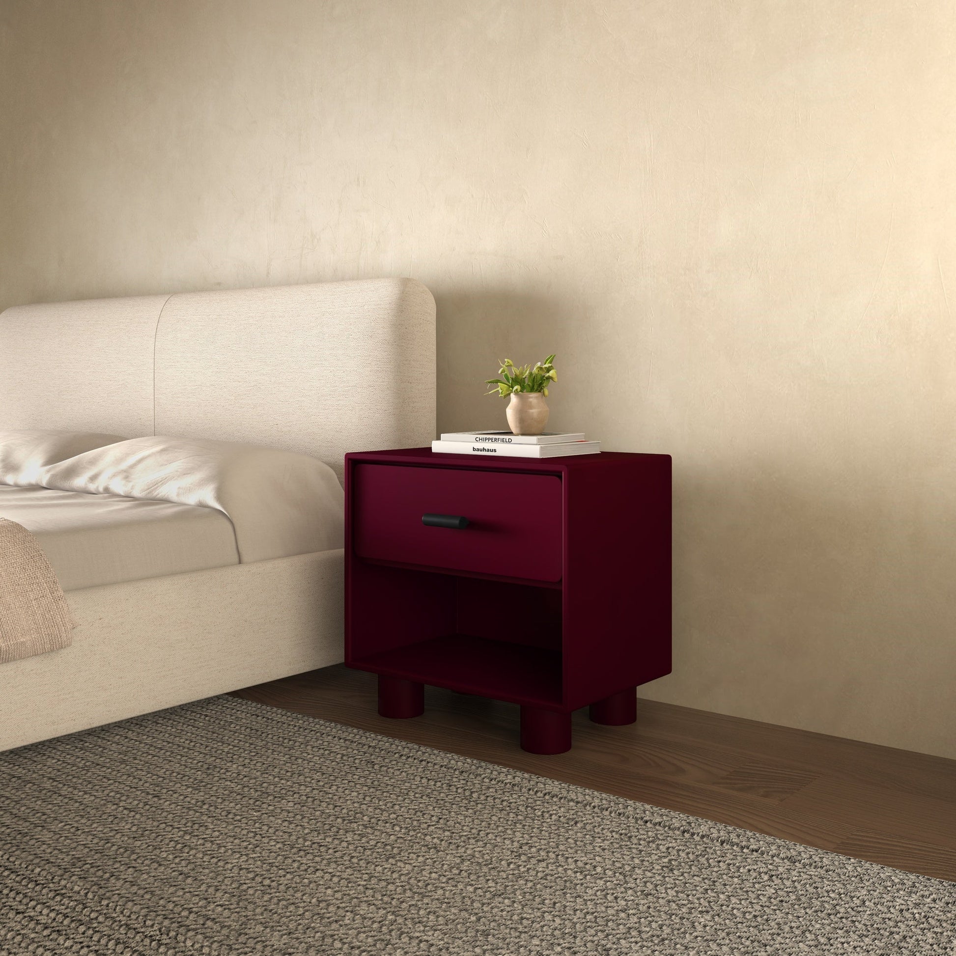 Jolene Deep Red Nightstand - Ornate Home