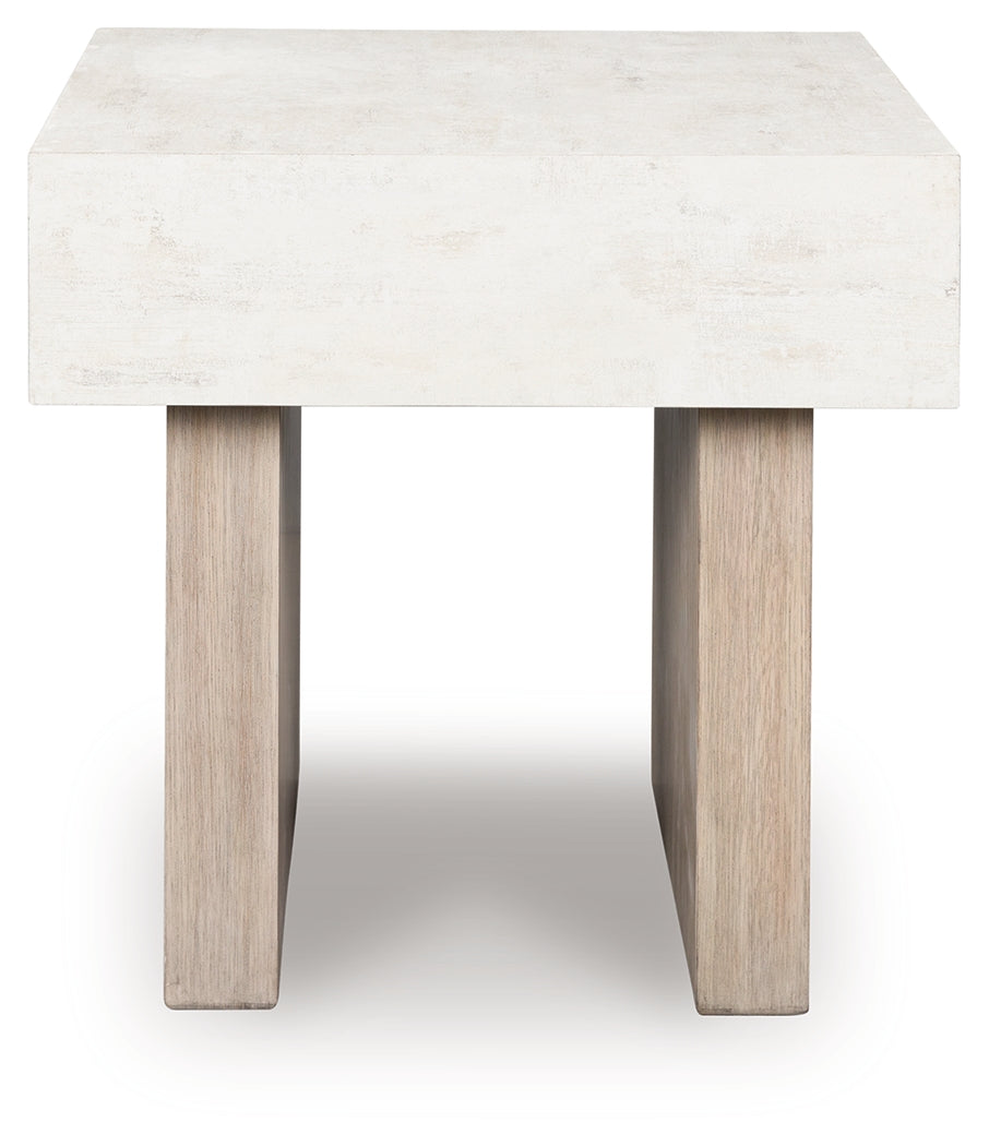 Jorlaina Light Grayish Brown Square End Table- Viva Furn