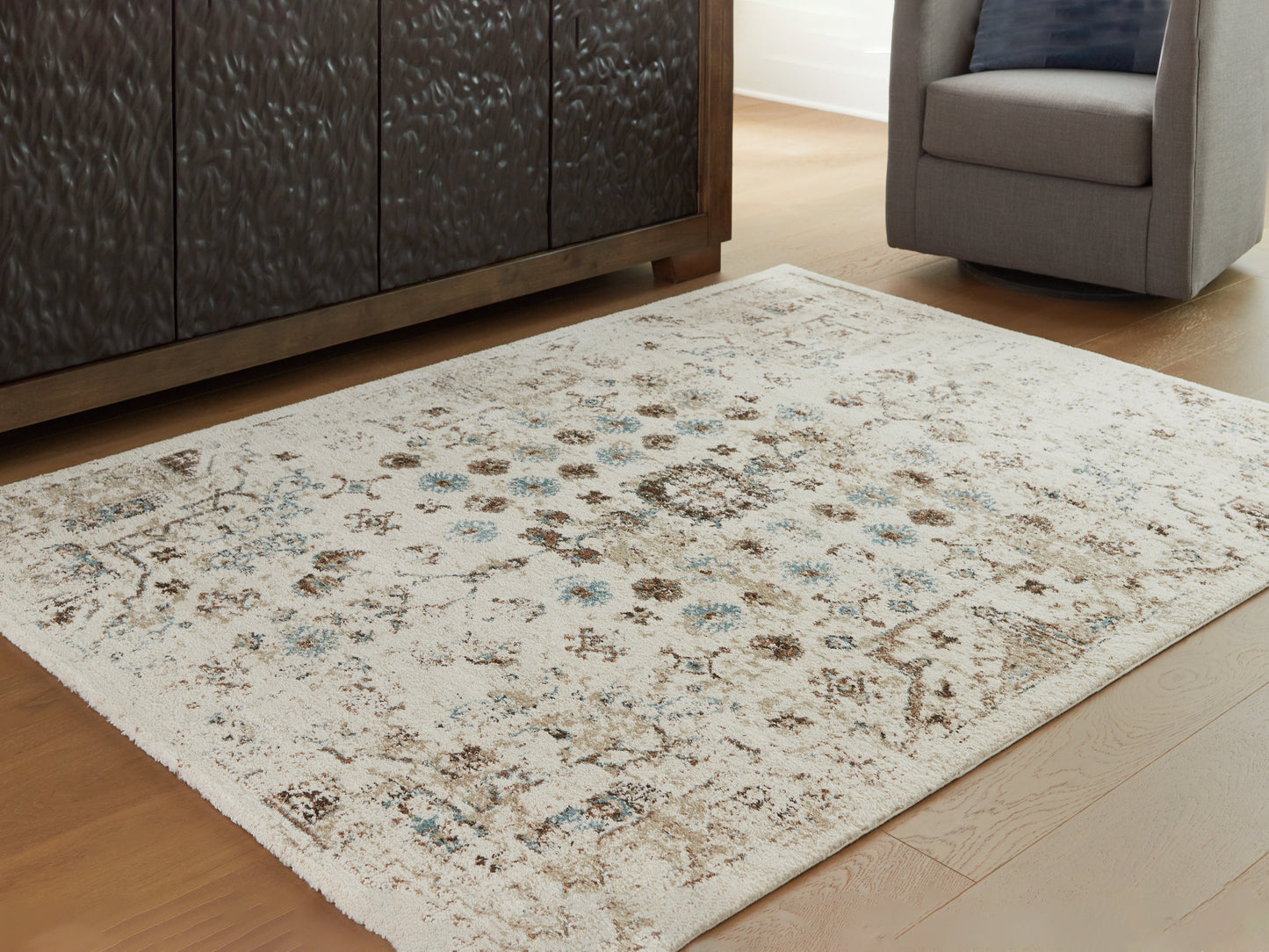 Jossler Ivory/Brown/Teal 8' x 10' Rug- Viva Furn