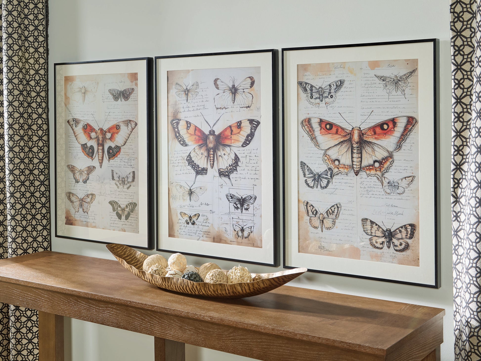 Jossletts Orange/Black/Ivory Wall Art Set (Set of 3)- Viva Furn