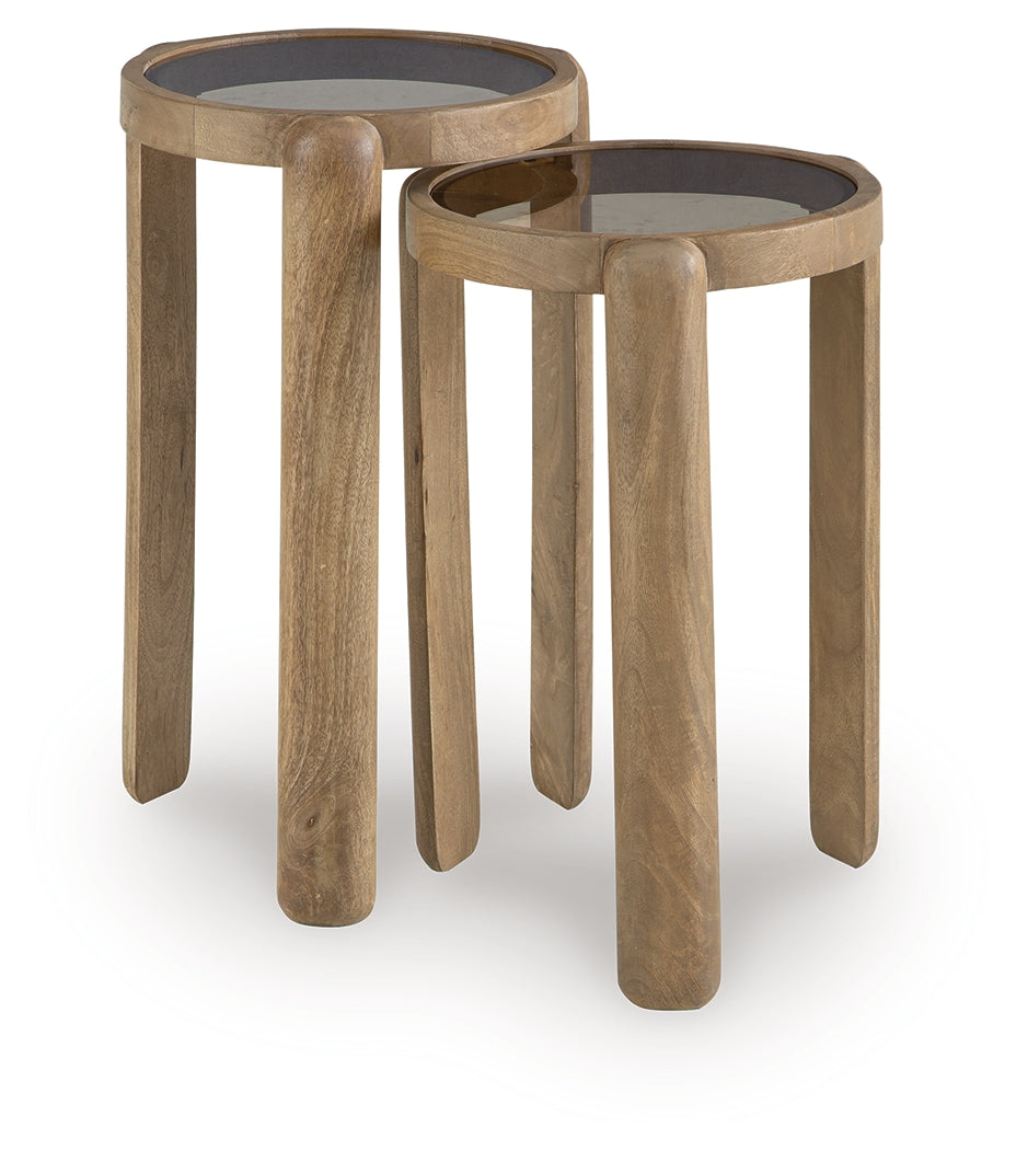 Jossor Light Brown Accent Table Set (Set of 2)- Viva Furn