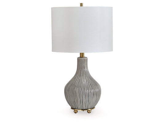 Judlen Gray/Gold Ceramic Table Lamp (1/CN)- Viva Furn