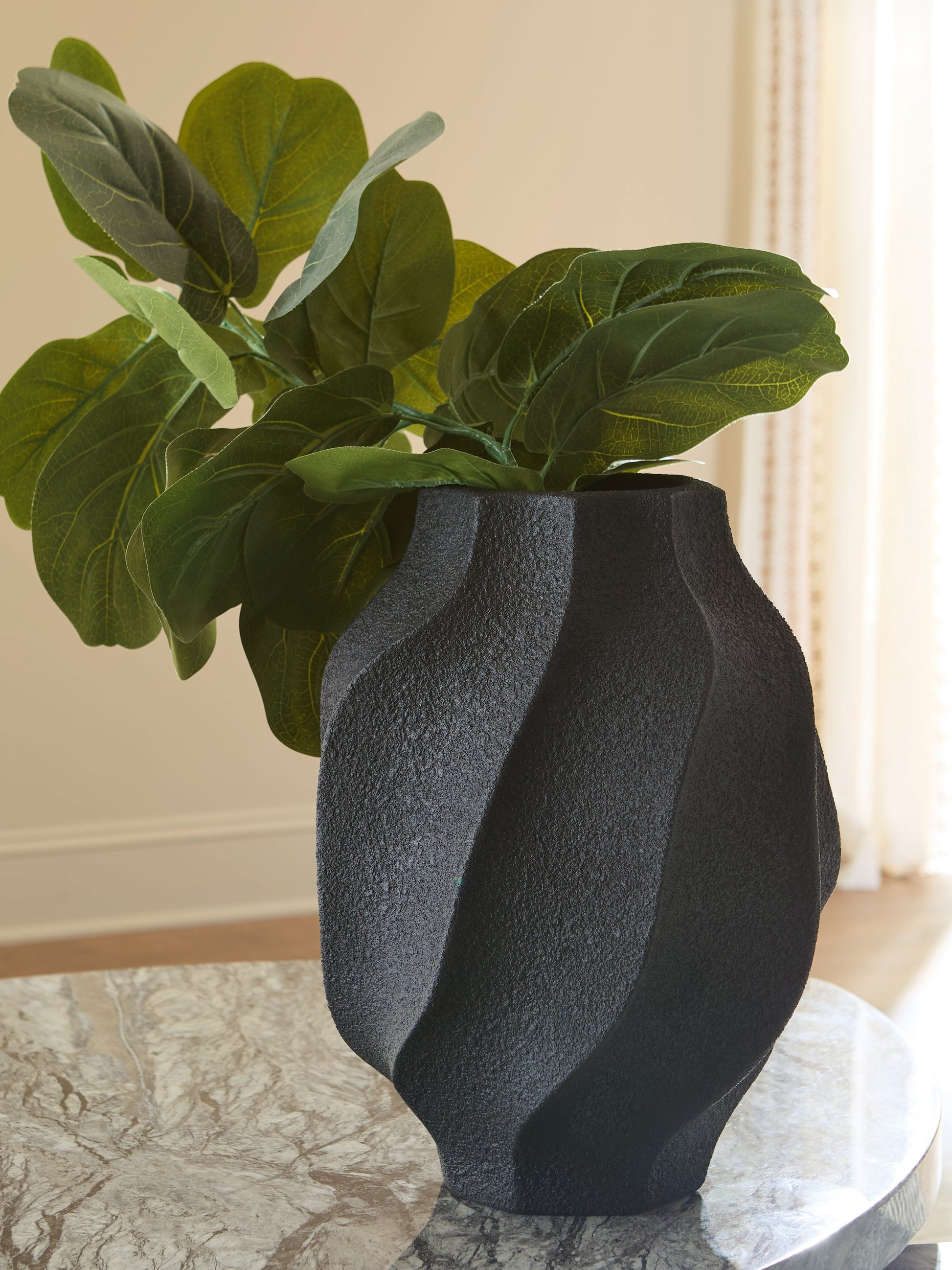 Judworth Black Vase (12''H)- Viva Furn